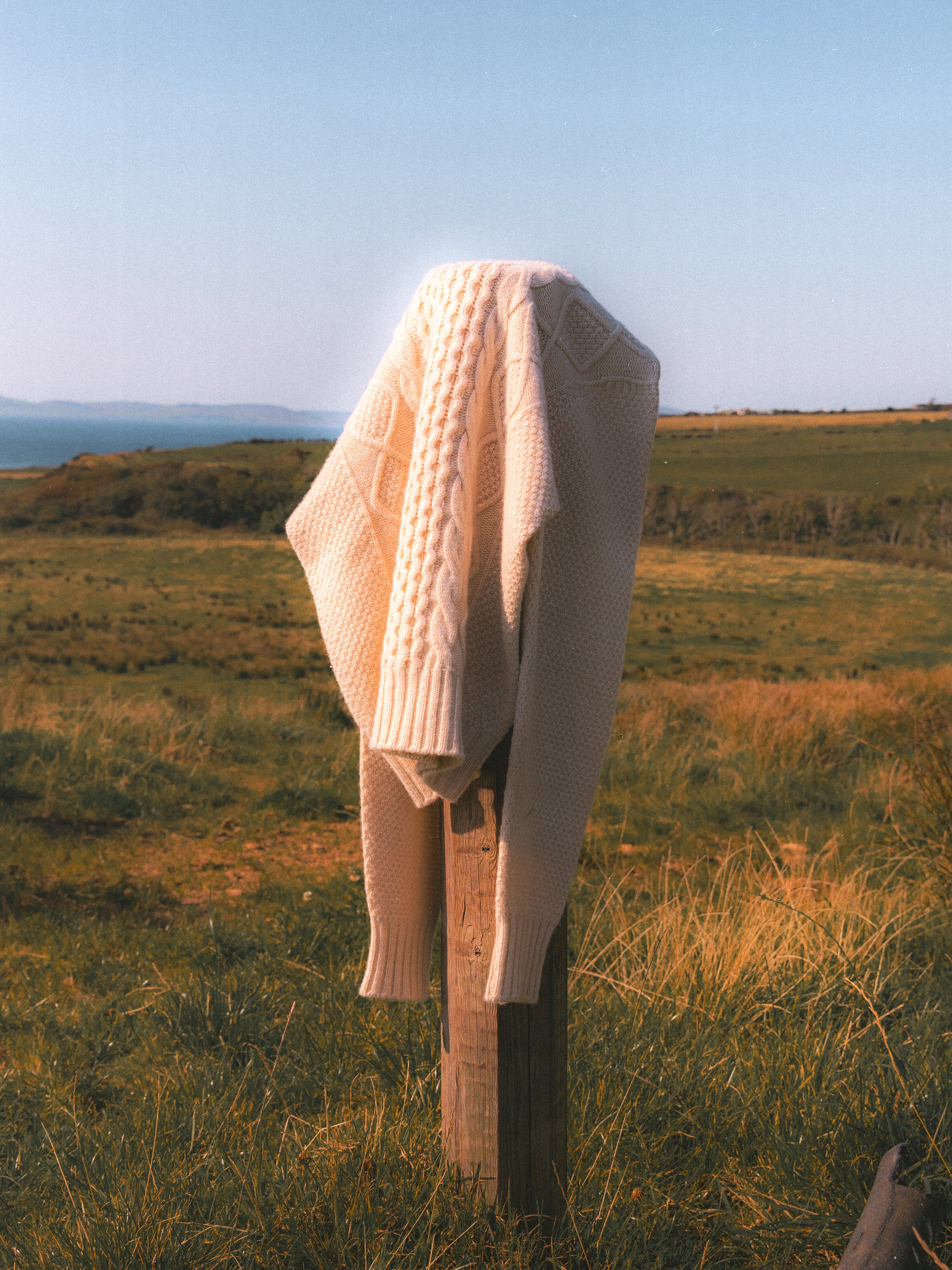 Aran Cable Knit in Cream Superfine Lambswool