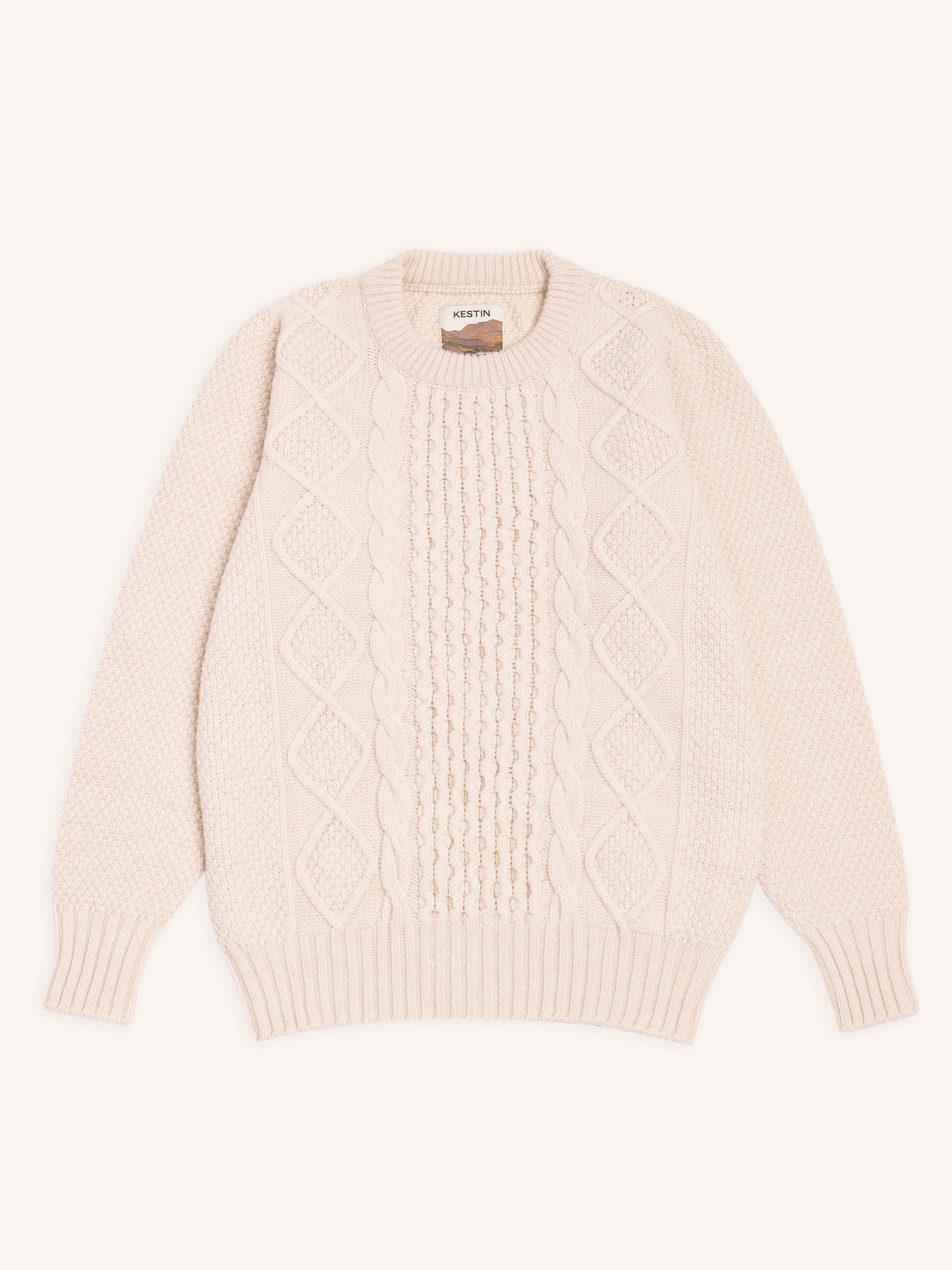 Aran Cable Knit in Cream Superfine Lambswool