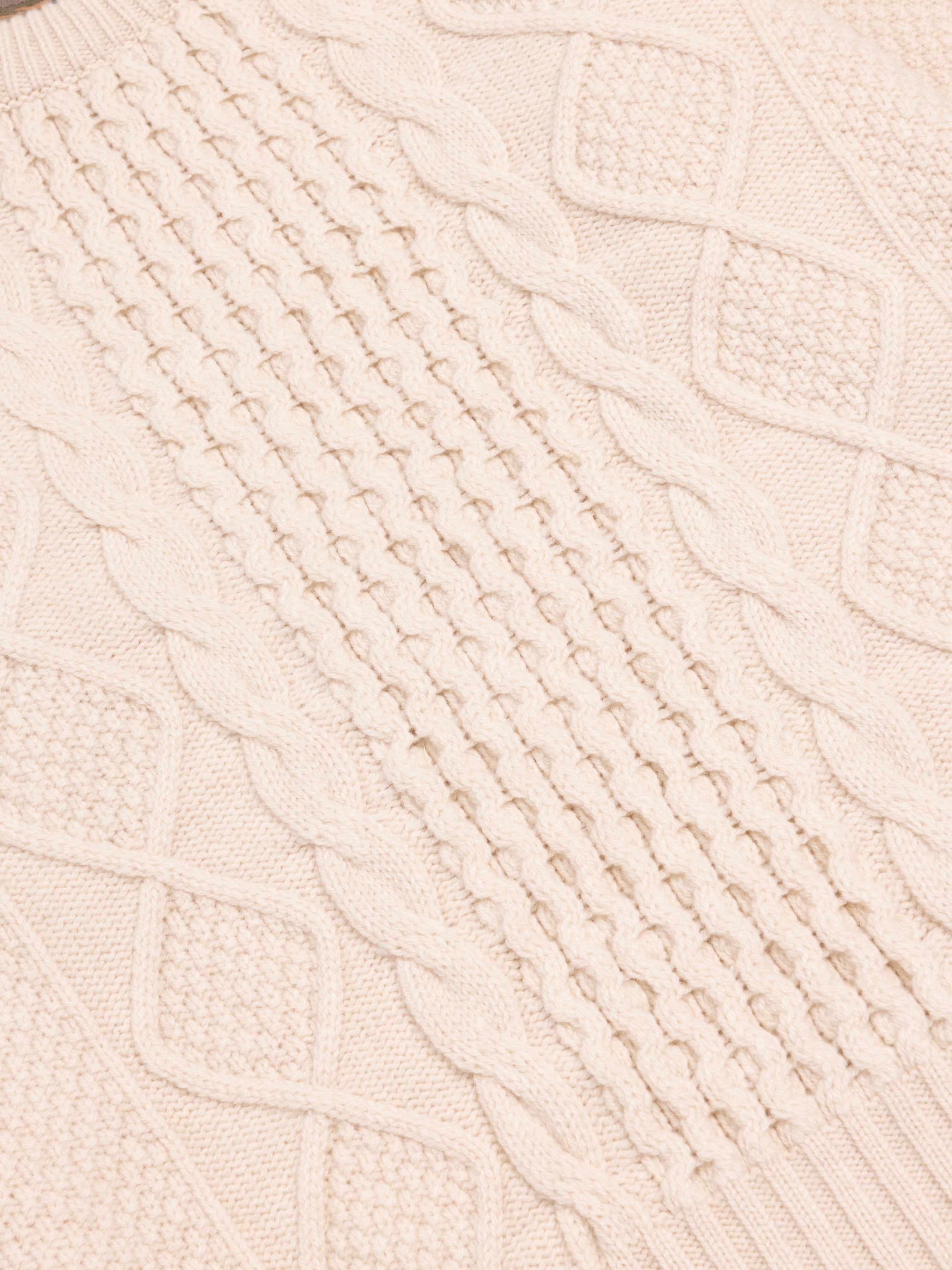 Aran Cable Knit in Cream Superfine Lambswool