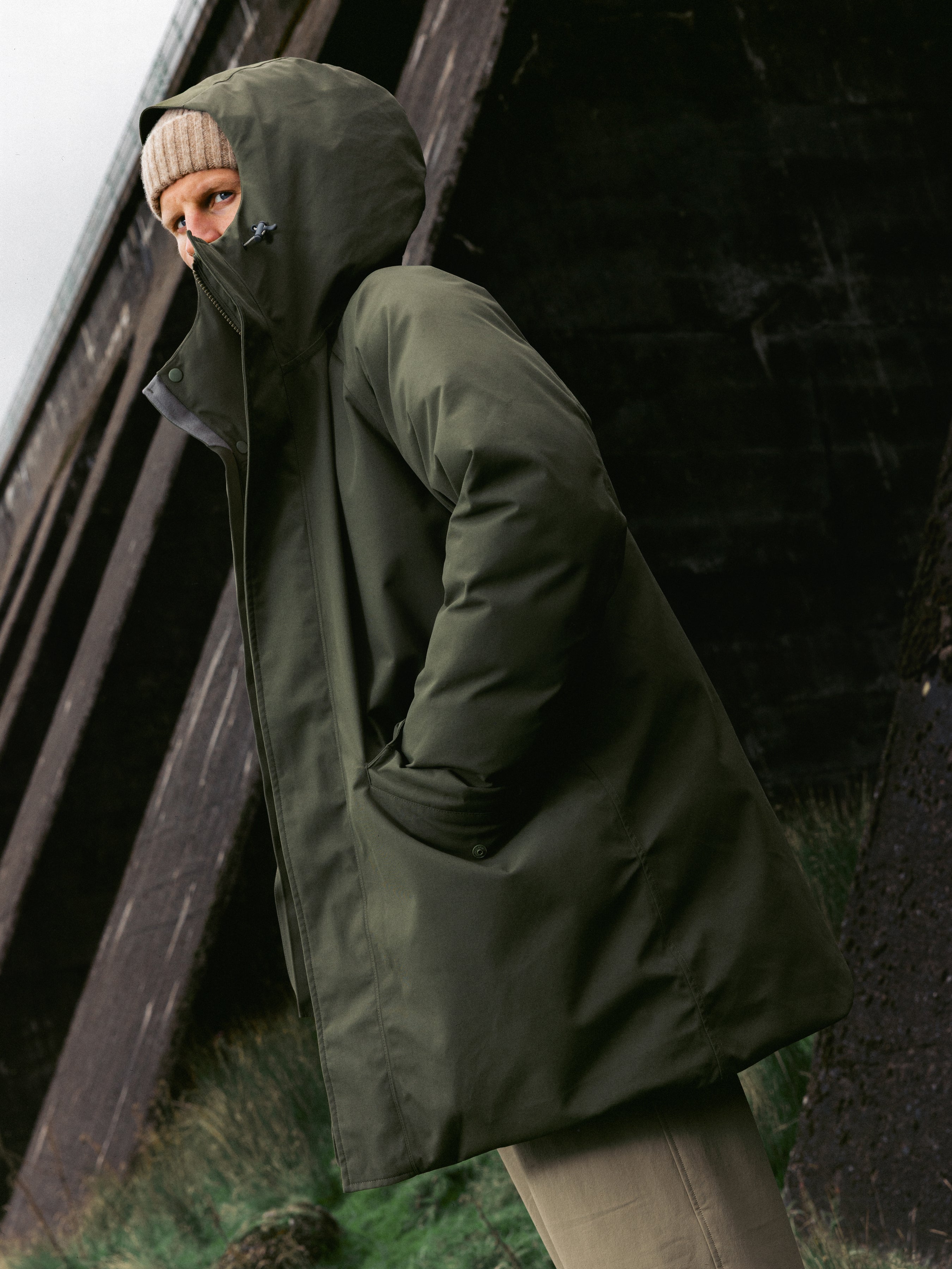 Gullane Storm Parka in Olive Recycled Nylon