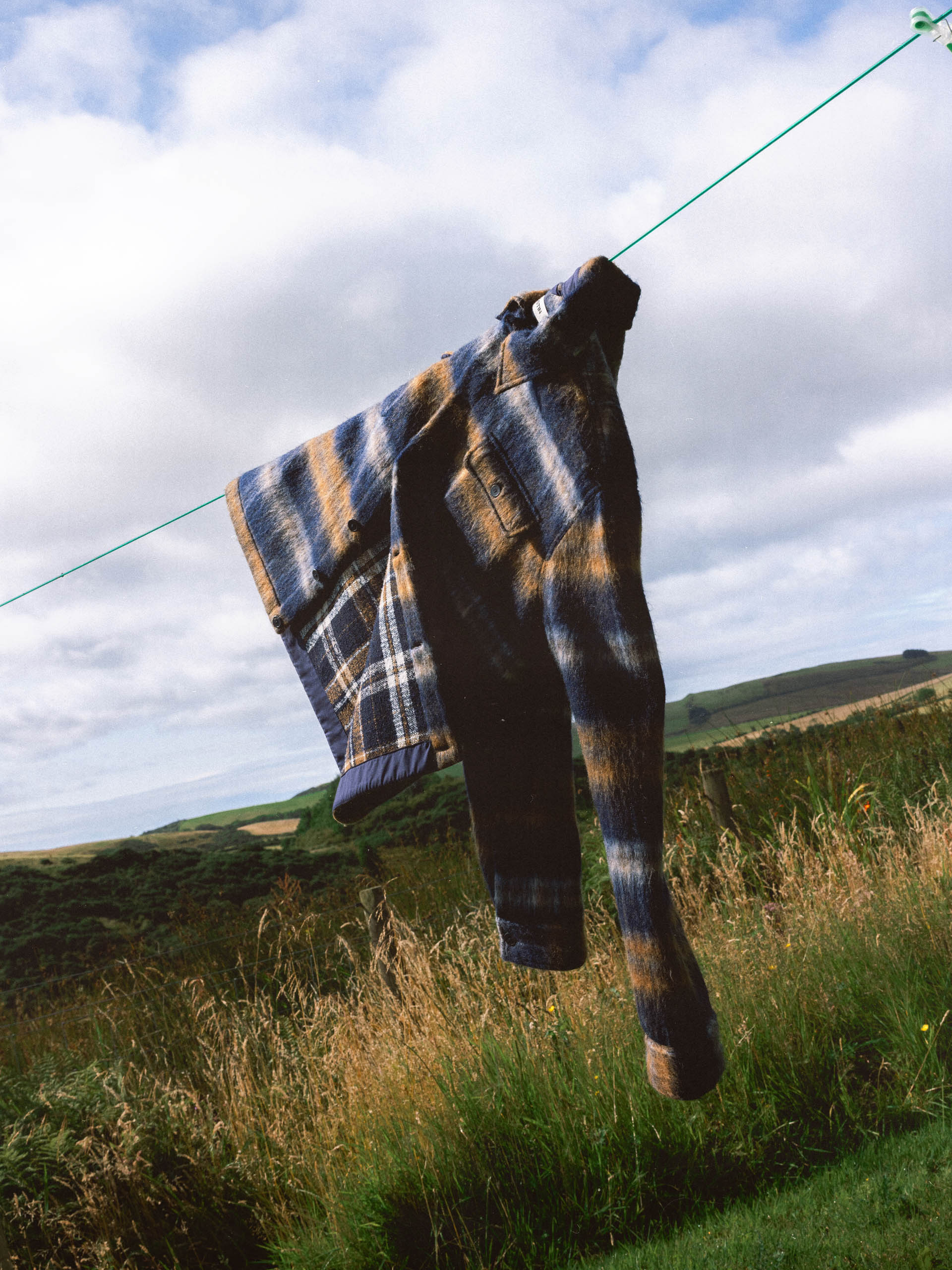 Haston Jacket in Navy Check Brushed Wool