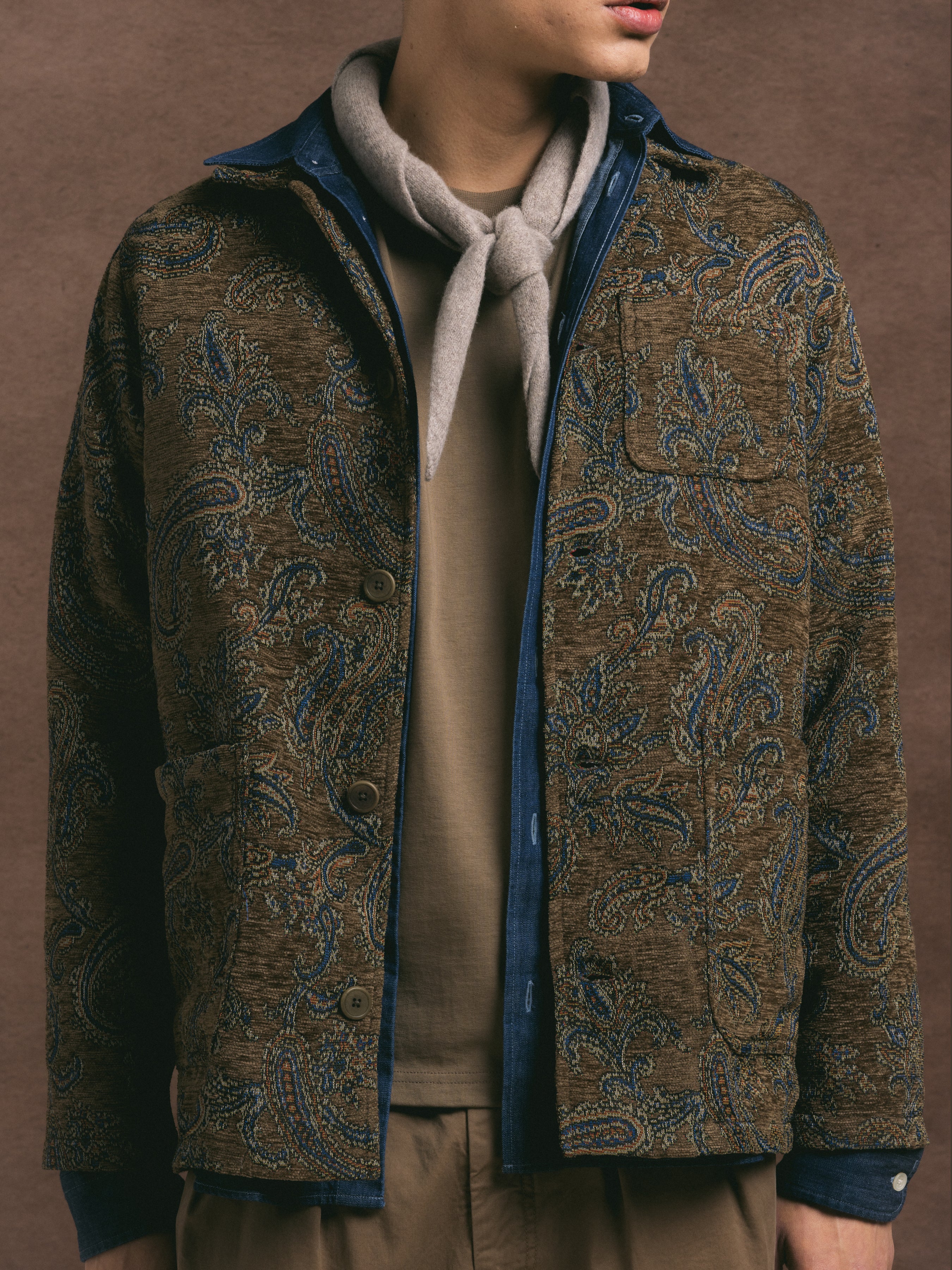 Ormiston Jacket in Olive Paisley Jacquard