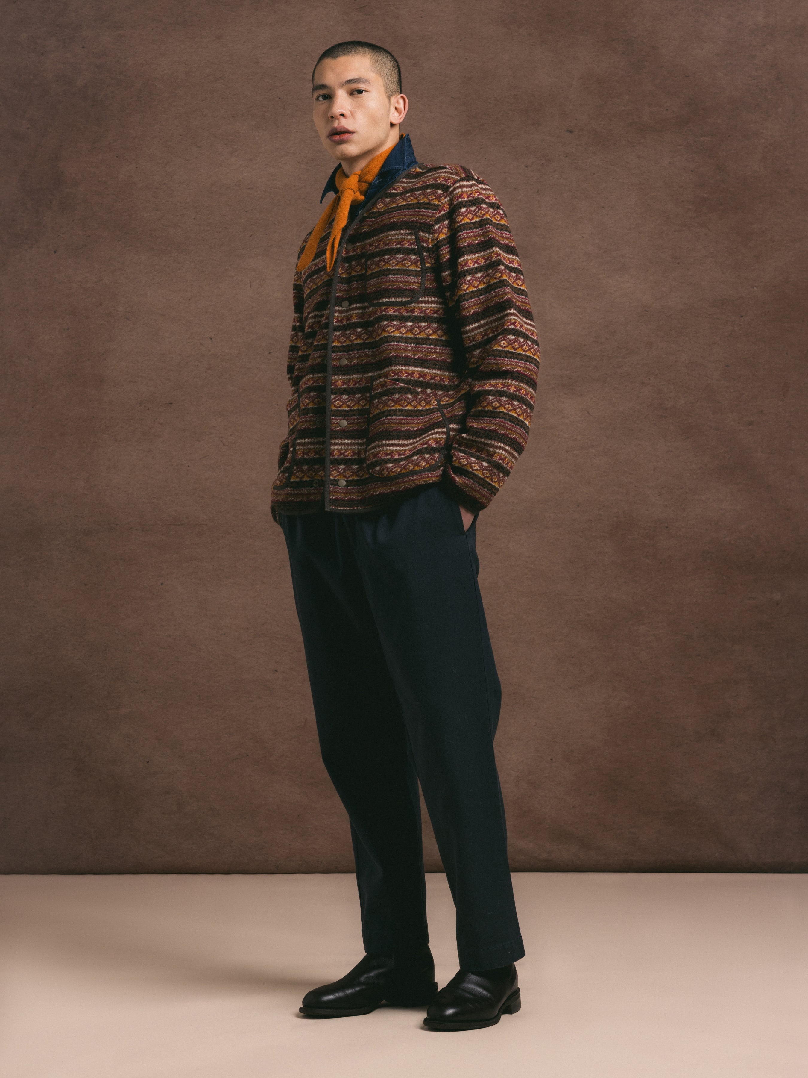 Neist Cardigan in Umber Knitted Fairisle