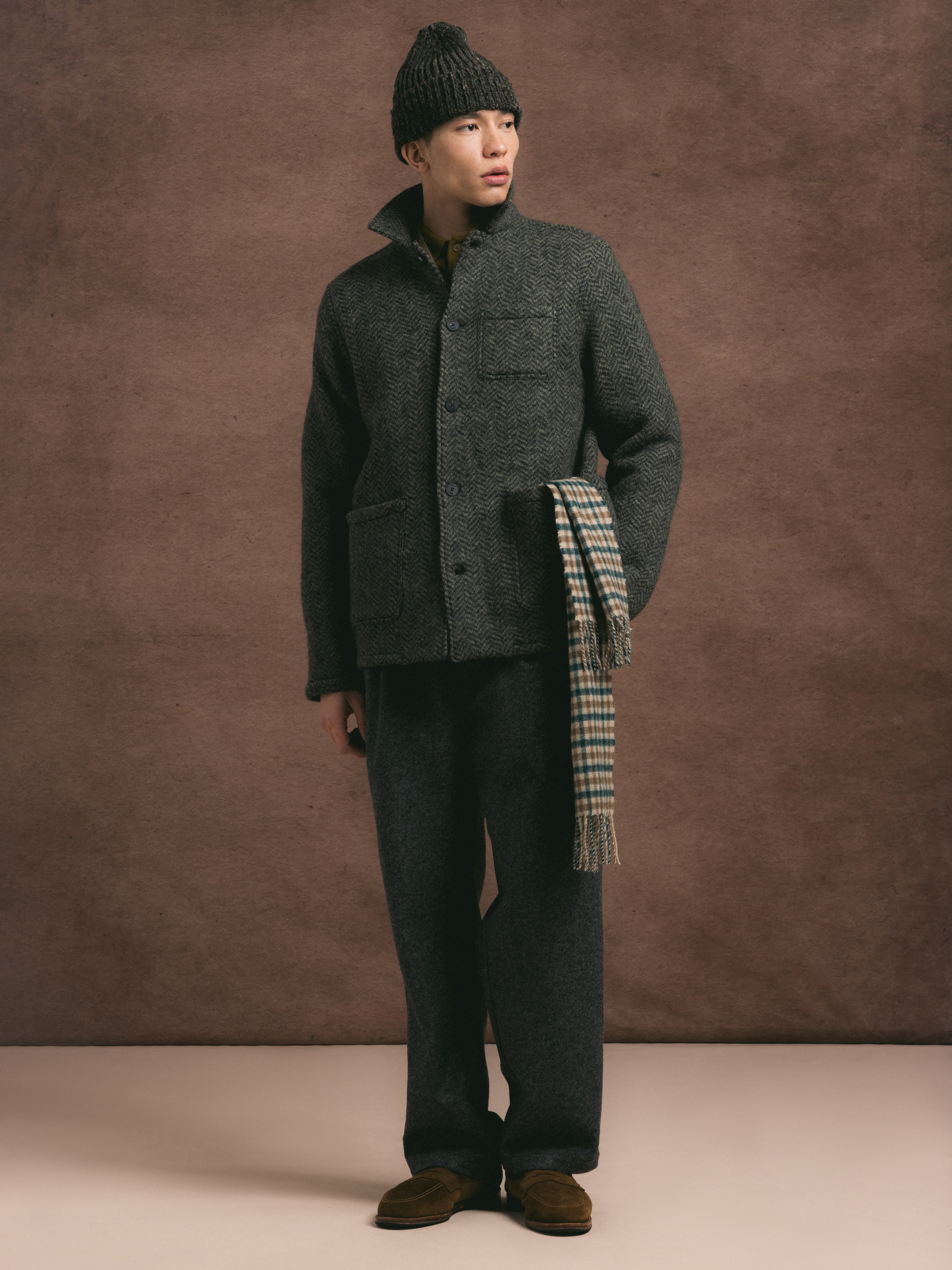Ormiston Jacket in Moss Wool Herringbone