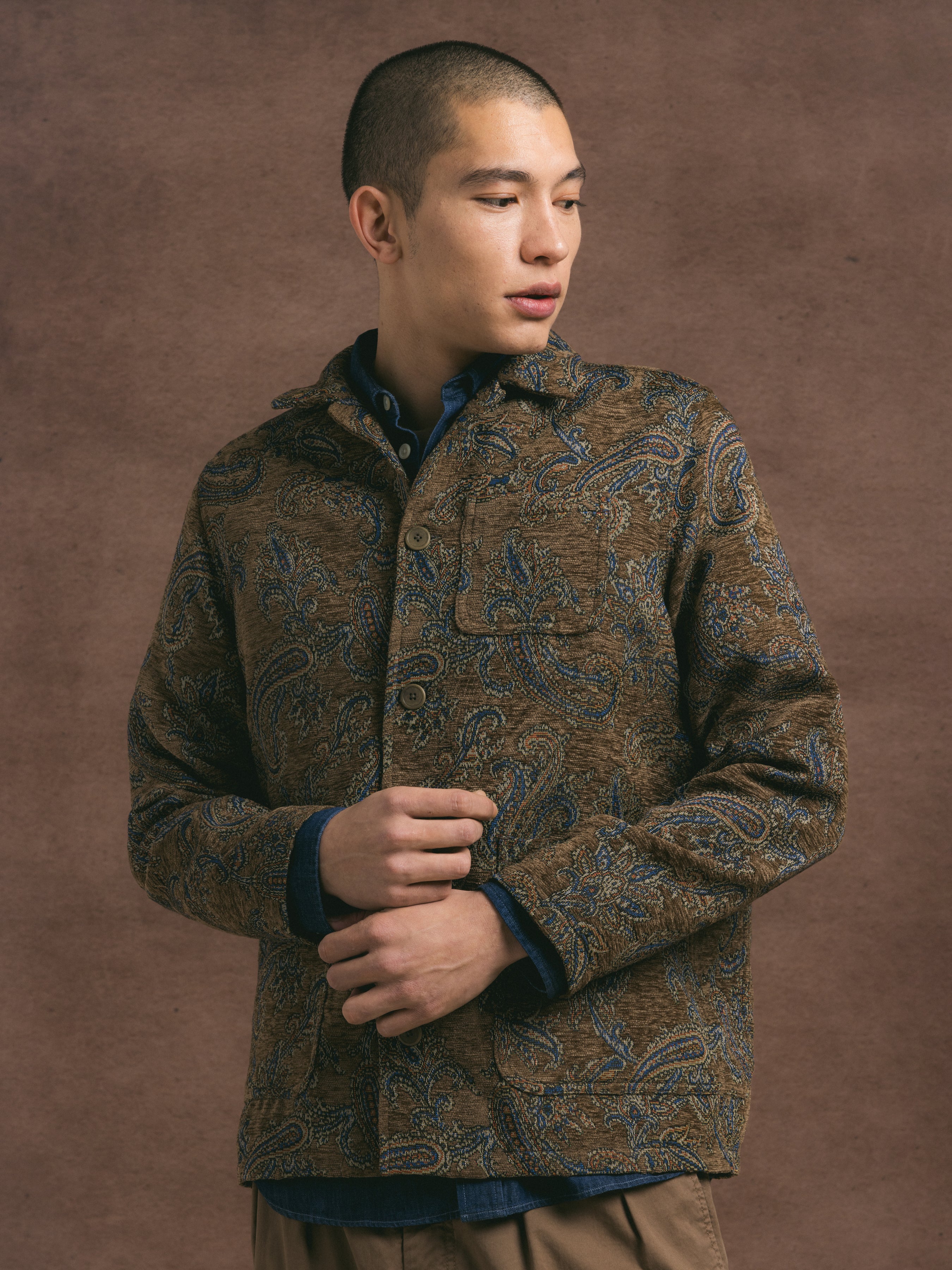 Ormiston Jacket in Olive Paisley Jacquard