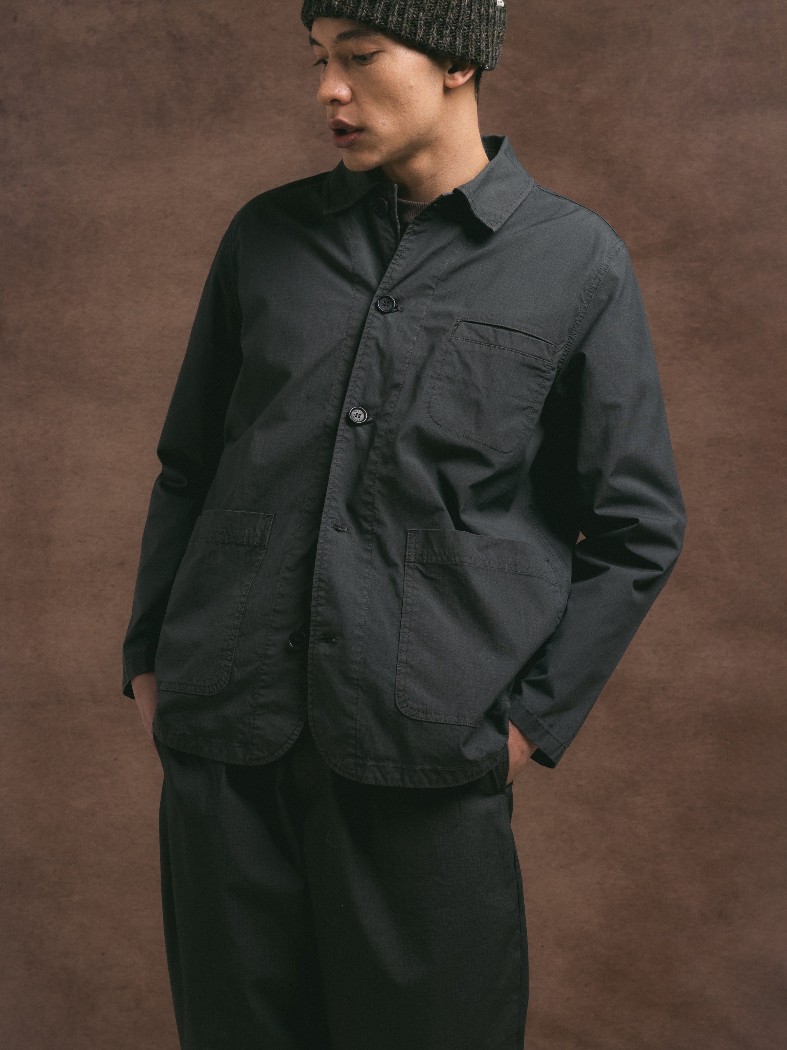 Huntly Jacket in Charcoal Cotton Ripstop