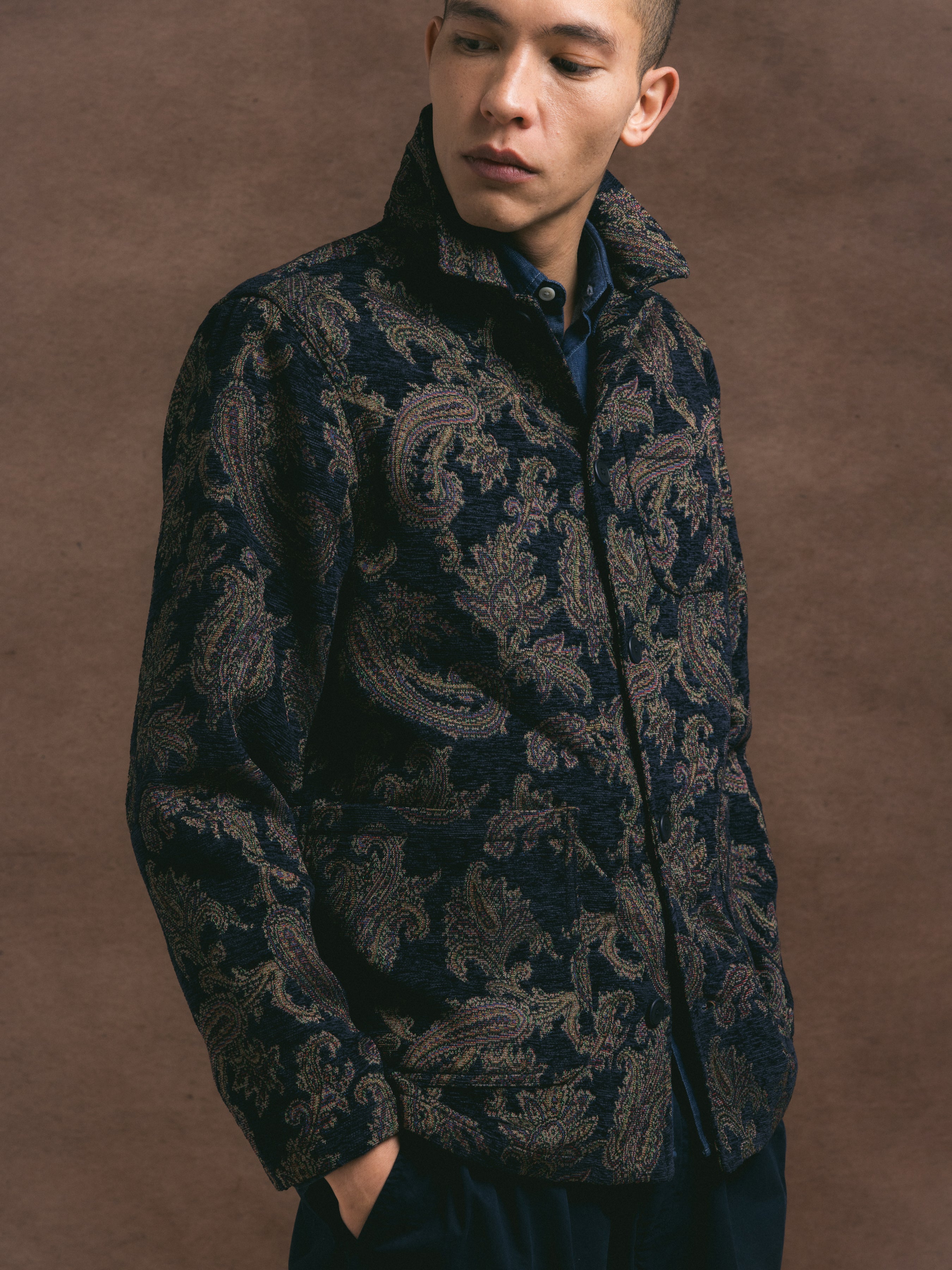 Ormiston Jacket in Navy Paisley Jacquard