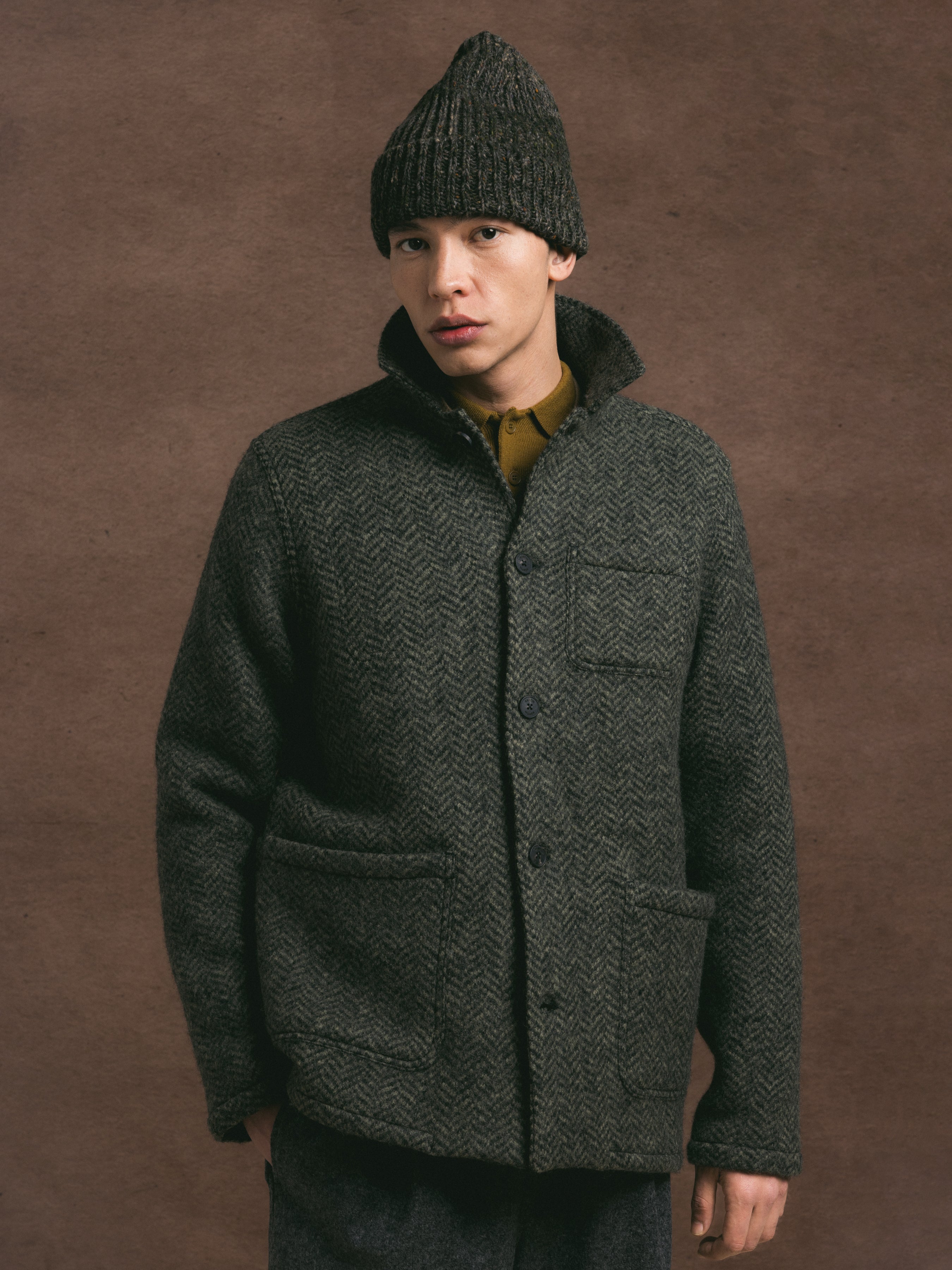Ormiston Jacket in Moss Wool Herringbone