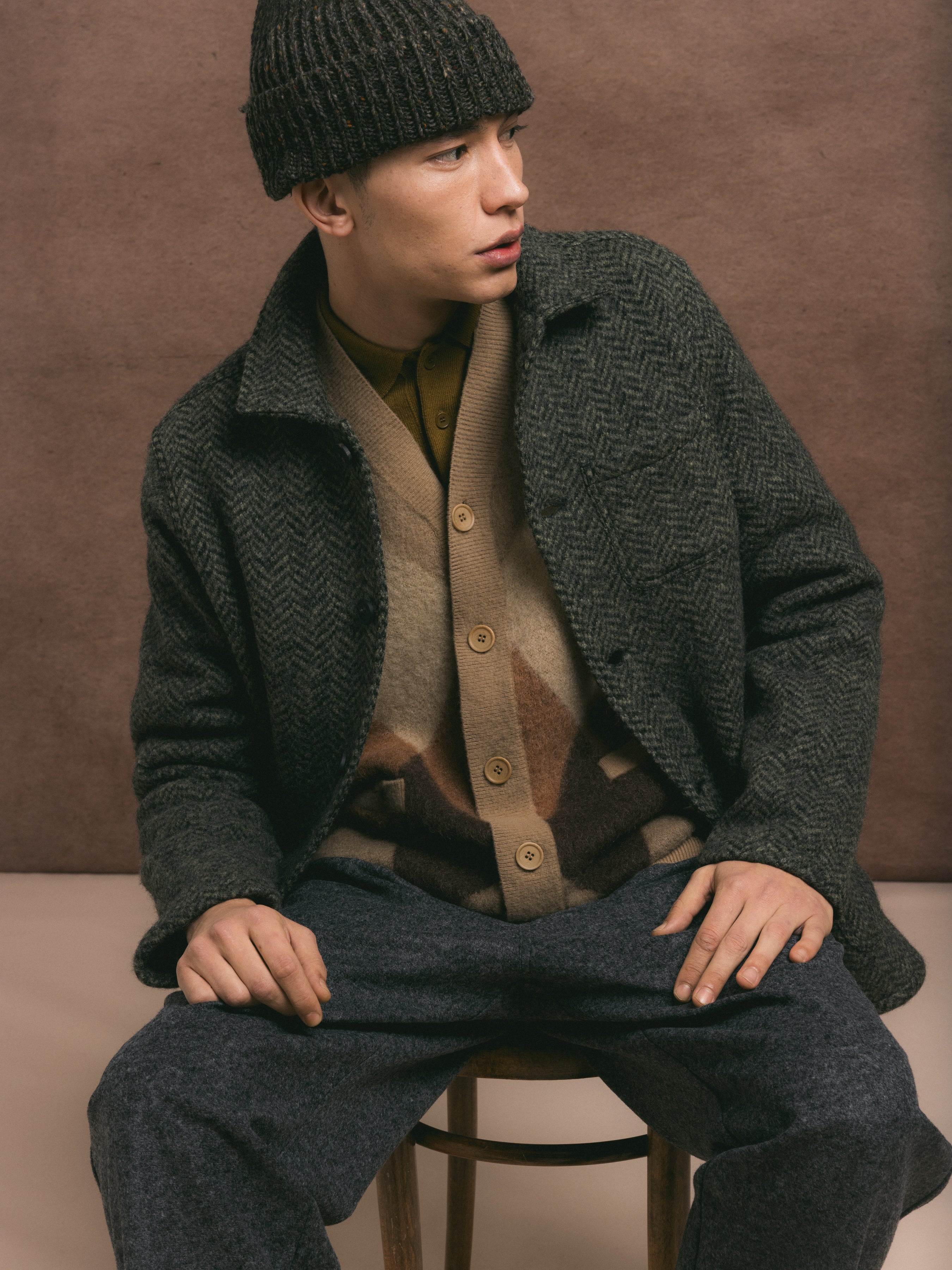 Ormiston Jacket in Moss Wool Herringbone