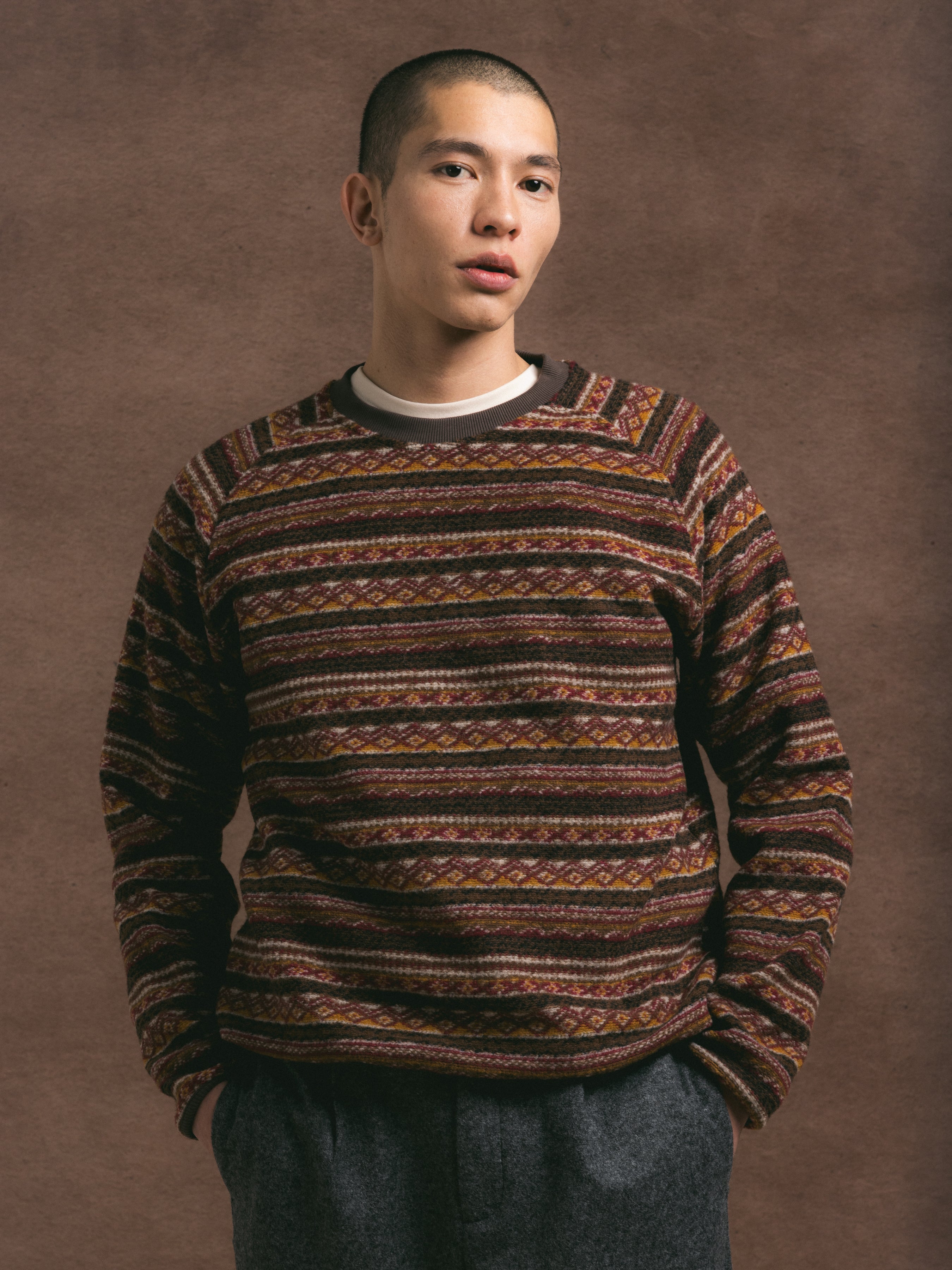 Junction Sweat in Umber Knitted Fairisle