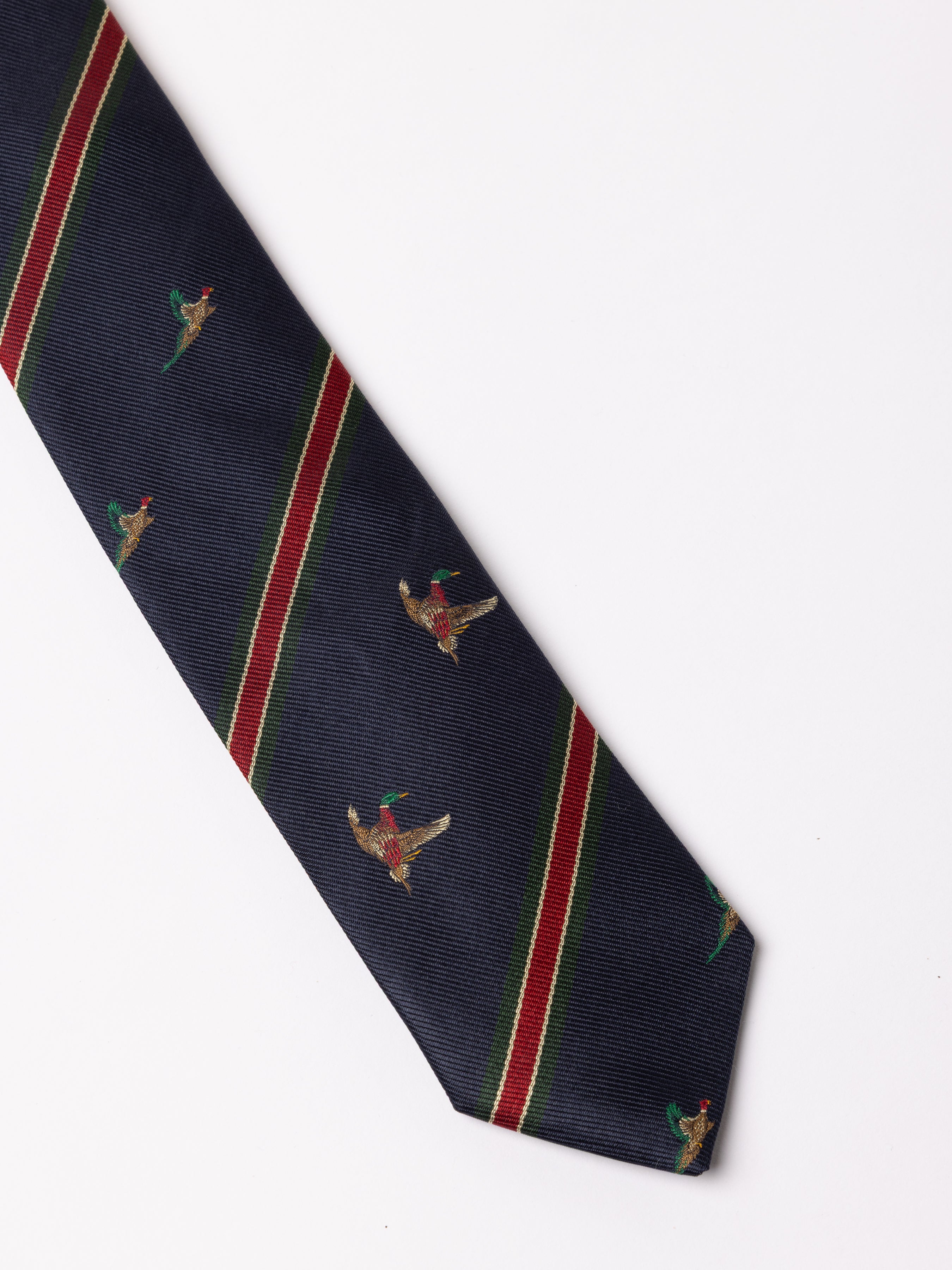 Silk Tie in Navy Duck Motif