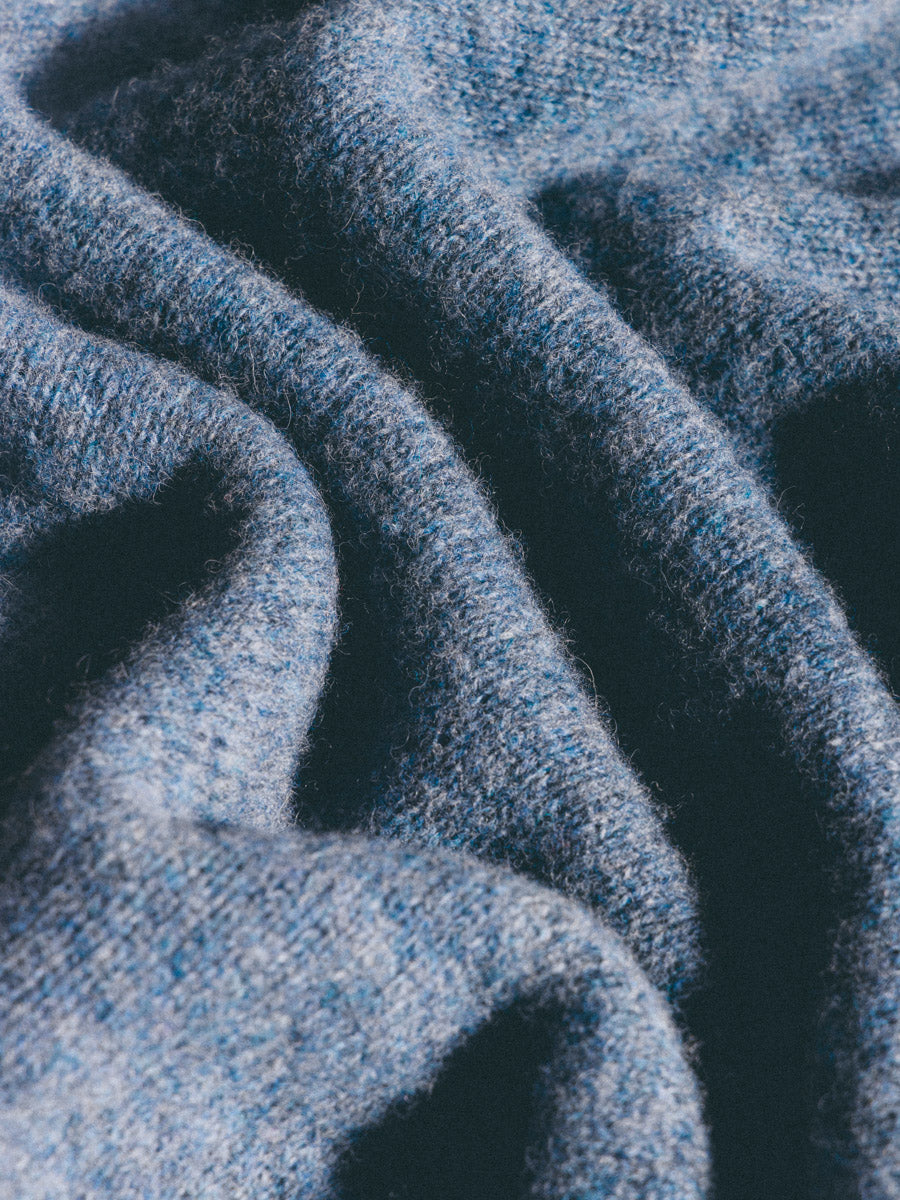Brushed Shetland Crew in Dusty Blue Lambswool
