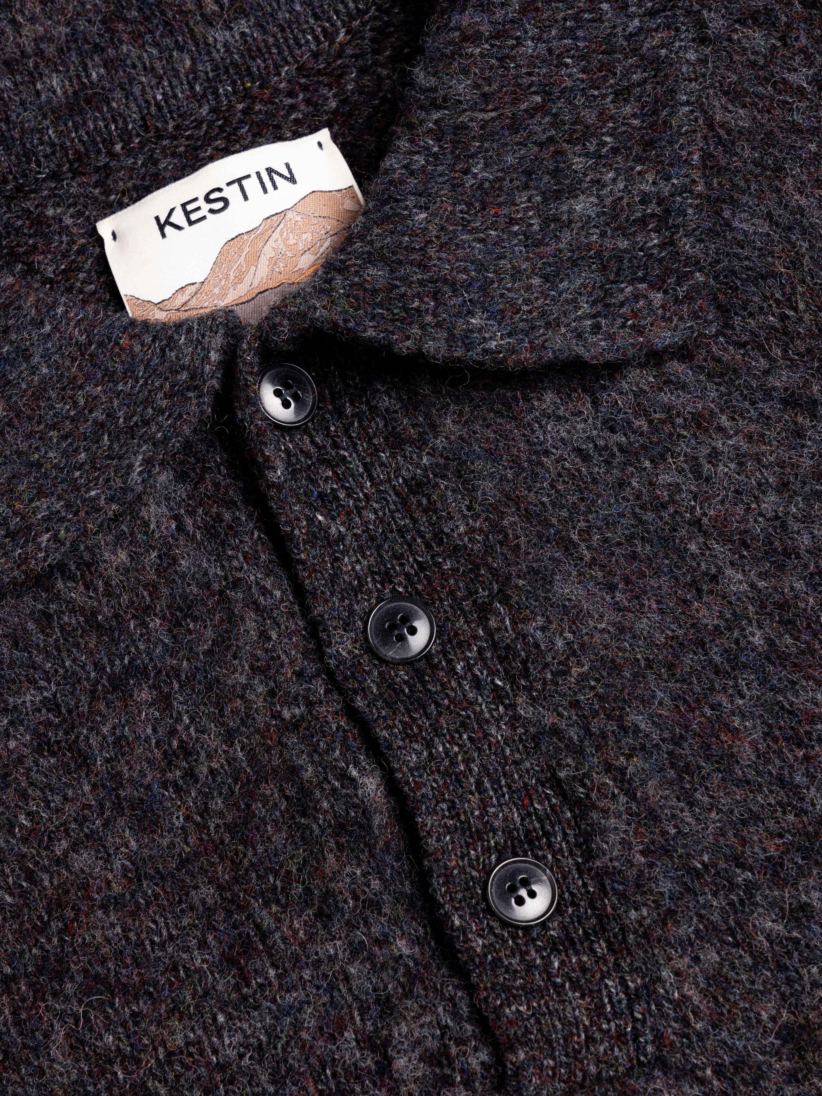 Lewis Brushed Shetland Polo in Charcoal Lambswool