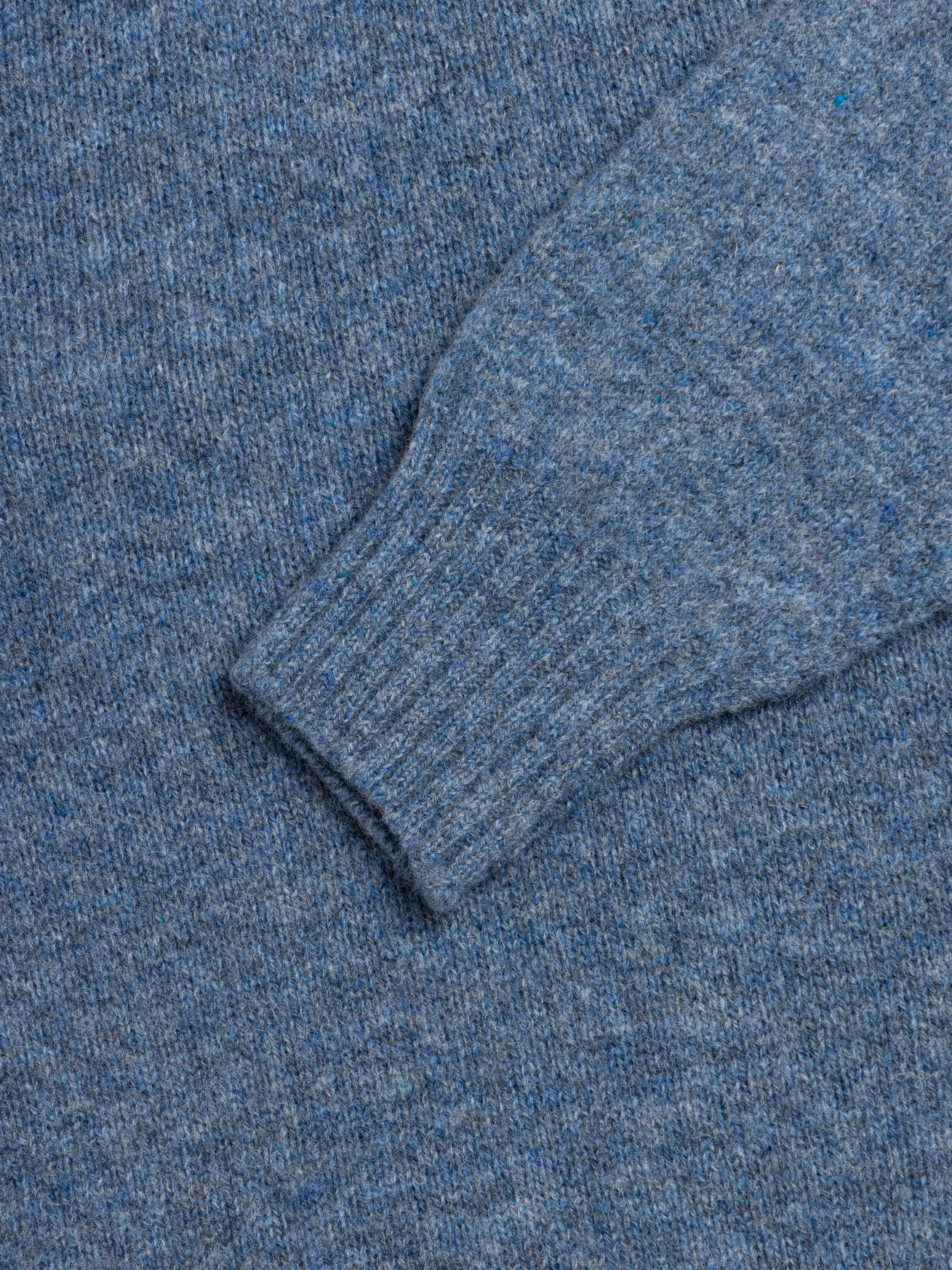 Brushed Shetland Crew in Dusty Blue Lambswool