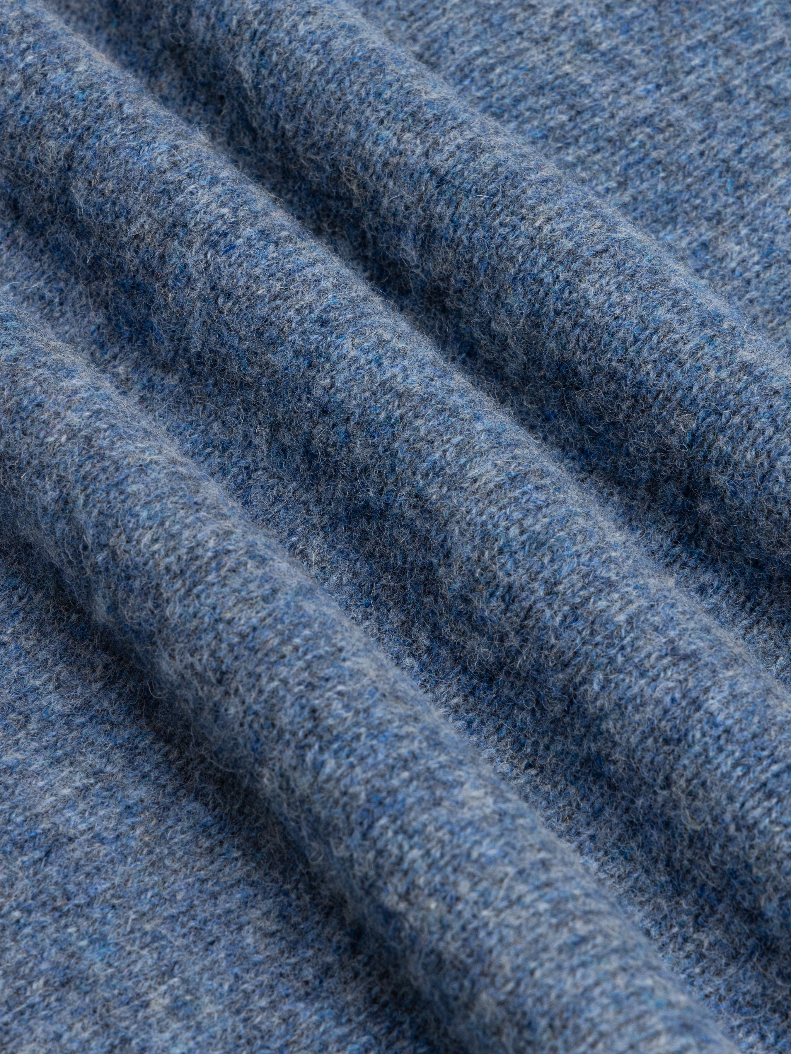 Brushed Shetland Crew in Dusty Blue Lambswool