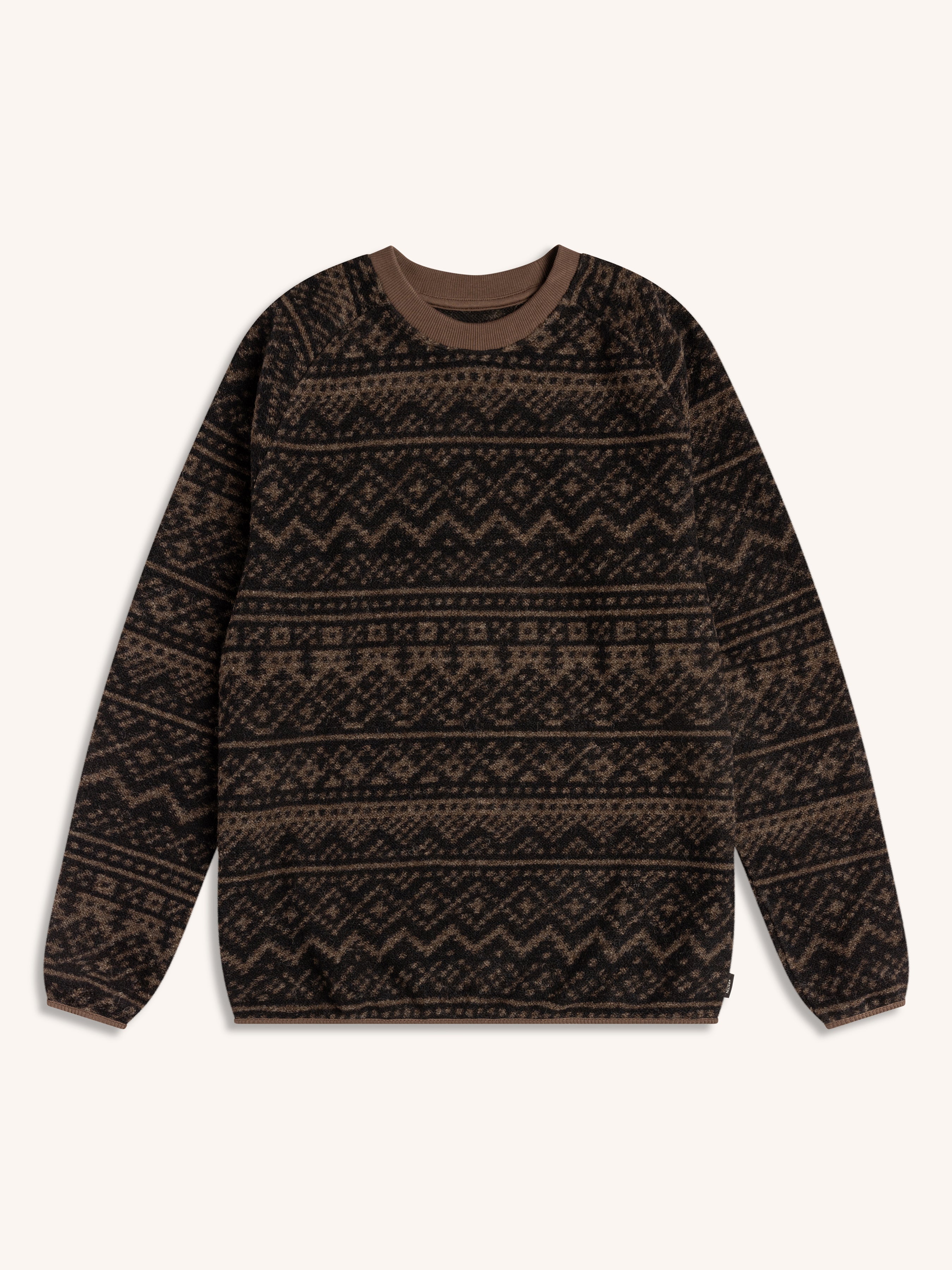 Junction Sweat in Peat / Black Knitted Fairisle