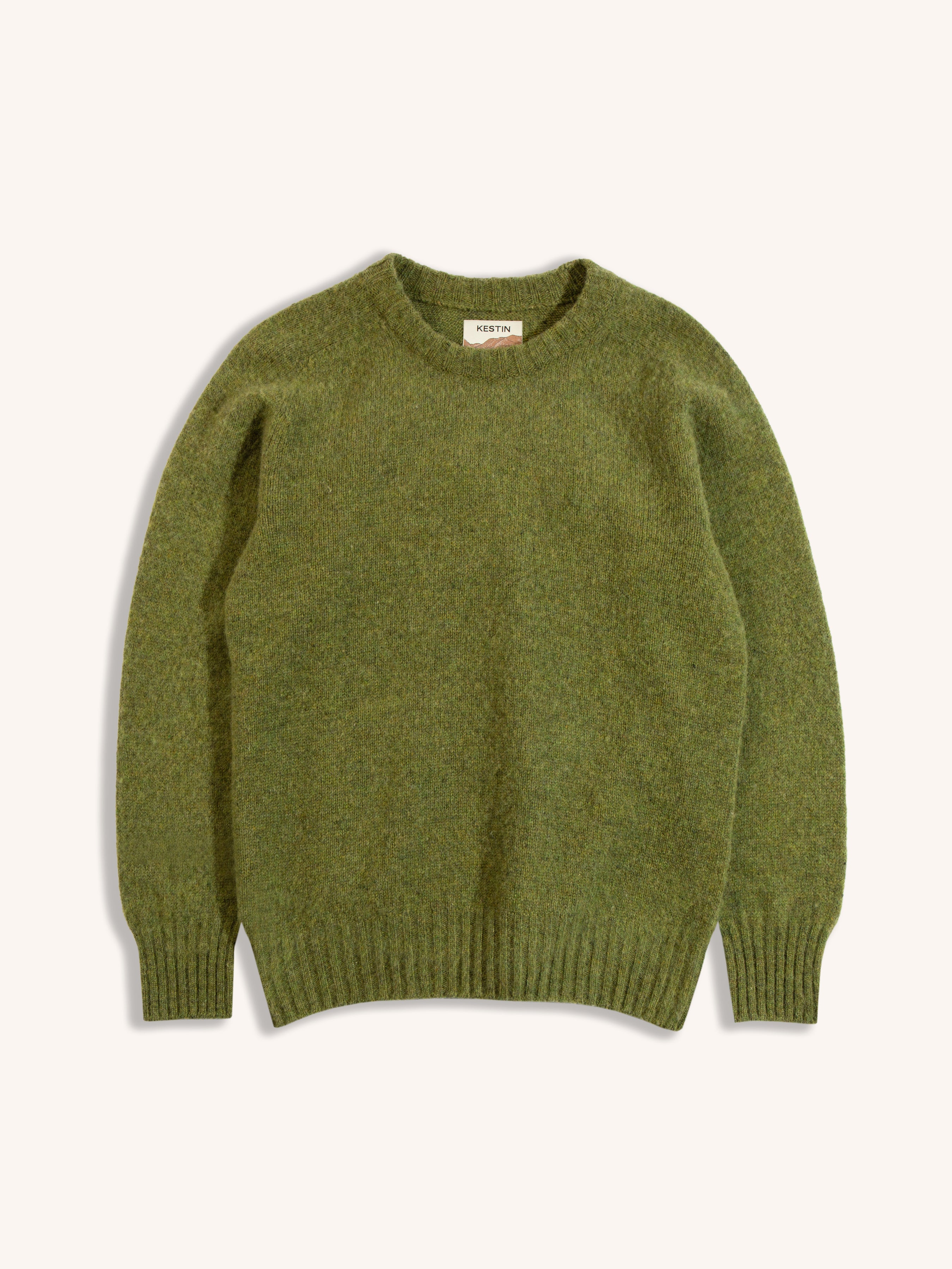 Brushed Shetland Crew in Apple Lambswool