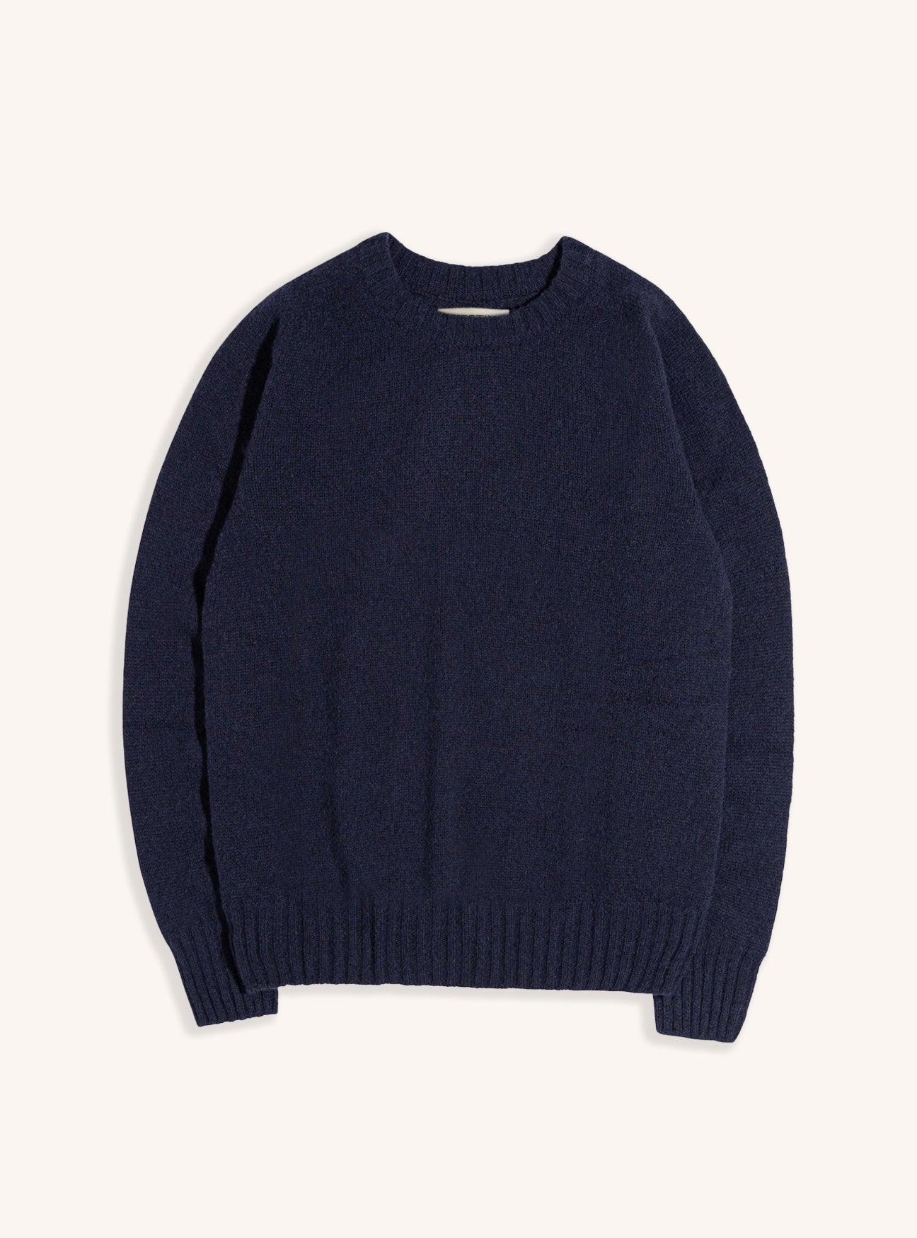 Brushed Shetland Crew in Navy Lambswool