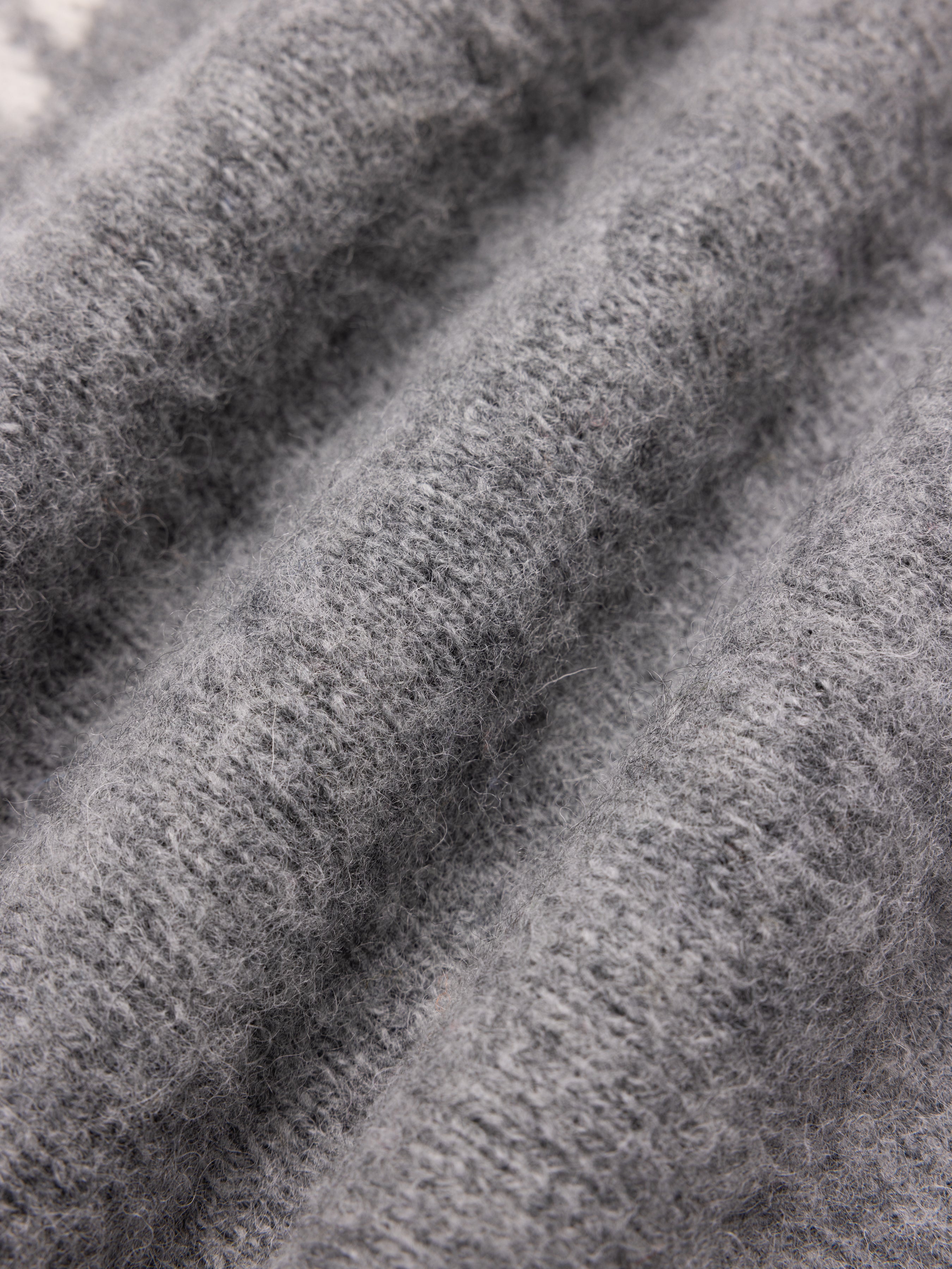 Yoke Fairisle Crew in Grey Brushed Pure Wool
