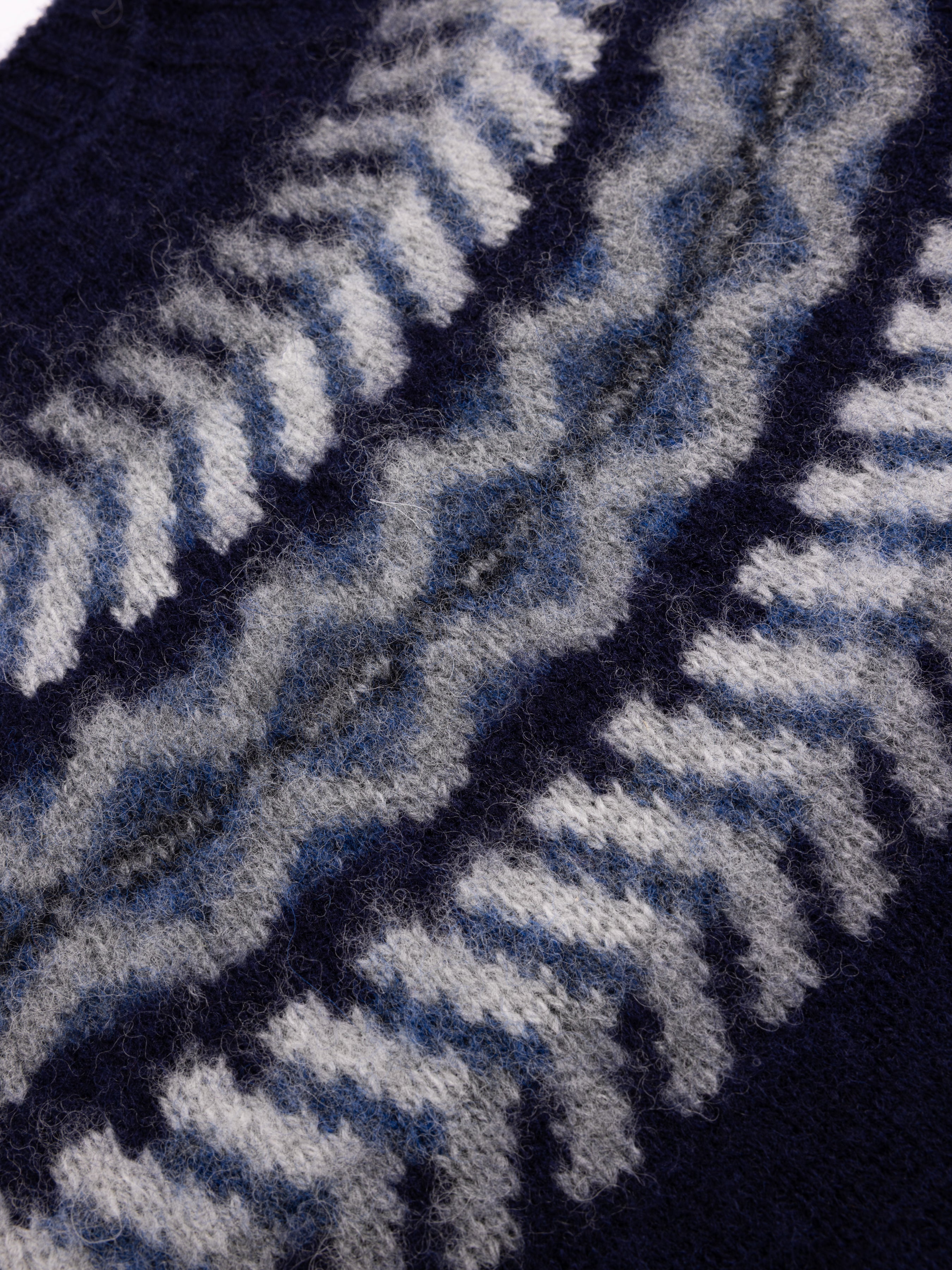 Yoke Fairisle Crew in Navy Brushed Pure Wool