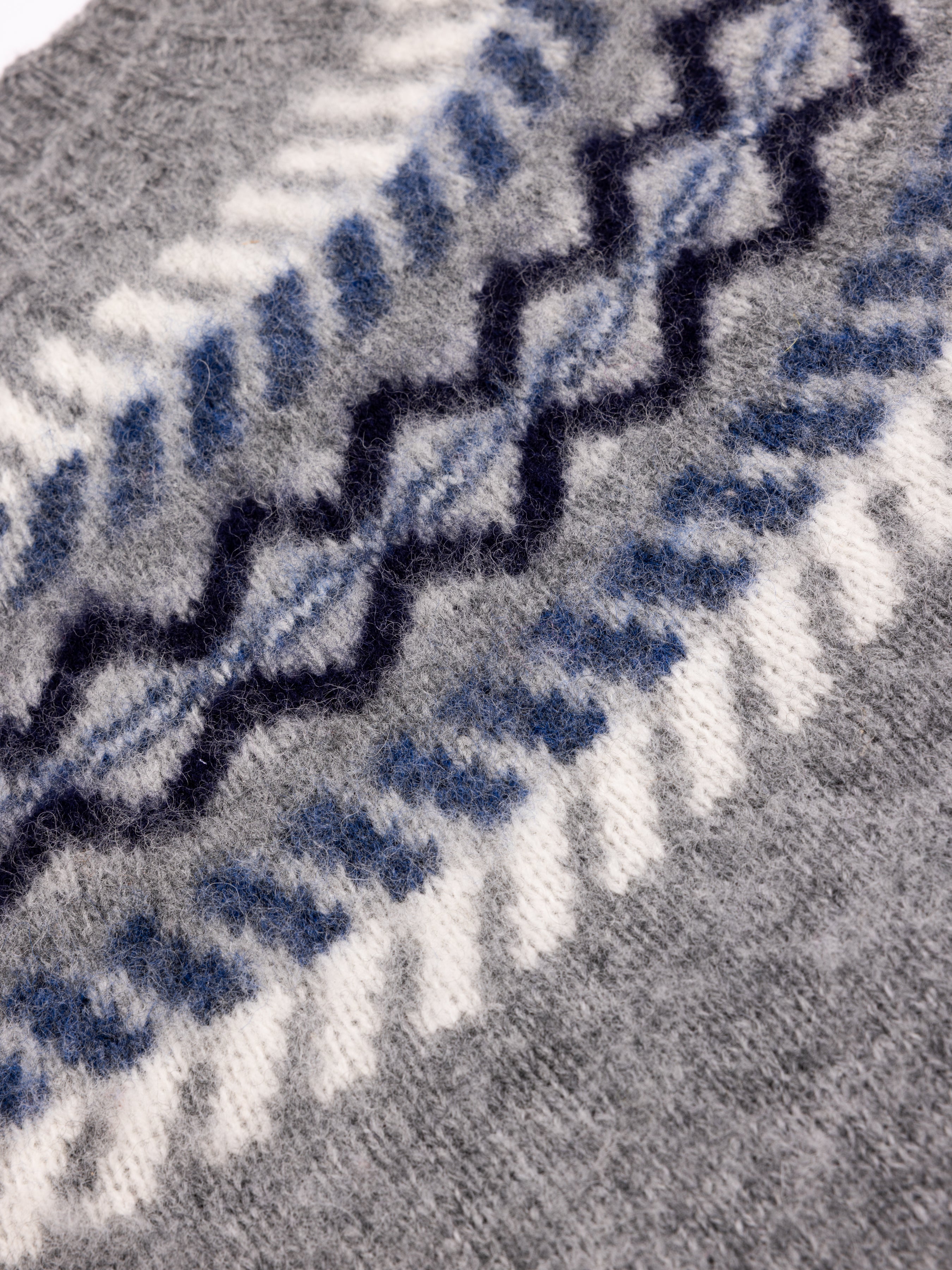 Yoke Fairisle Crew in Grey Brushed Pure Wool