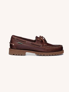 A men's leather boat shoe from Sebago, with a chunky sole.