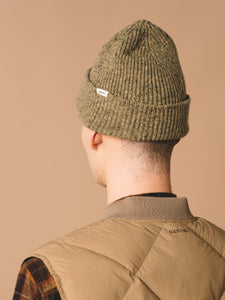 A knitted beanie from designer menswear label KESTIN, in a beige brown.
