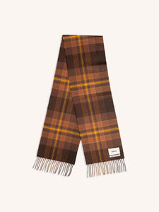 A knitted wool scarf from designer menswear brand KESTIN with a tartan check.