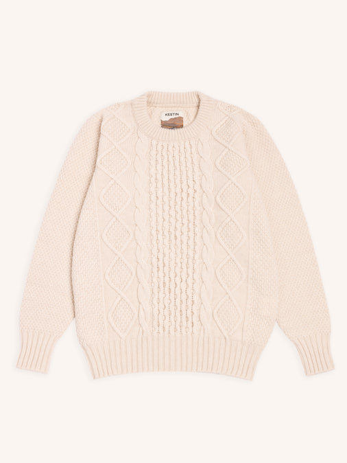Aran Cable Knit in Cream Superfine Lambswool