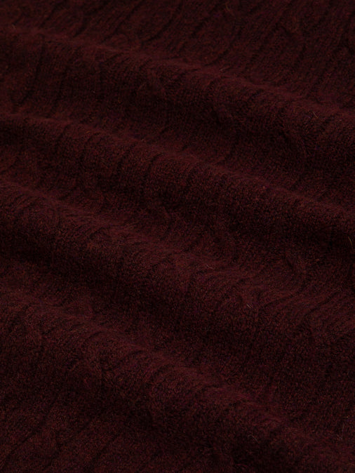 A brushed Shetland wool material used to create the KESTIN Galloway Cable Knit Sweater.