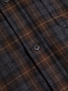A Japanese Brushed Cotton material used to make a plaid check flannel shirt.