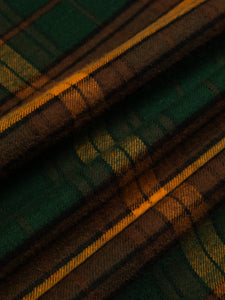 A premium Japanese cotton flannel fabric with green and yellow checks.