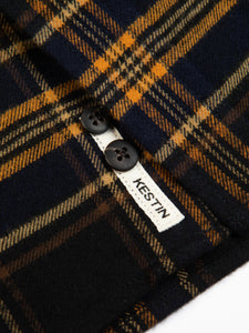 The woven logo path to the hem of the KESTIN Dirleton Flannel Shirt.