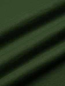 A green garment dyed material, used by menswear label KESTIN to make their sweatshirt.