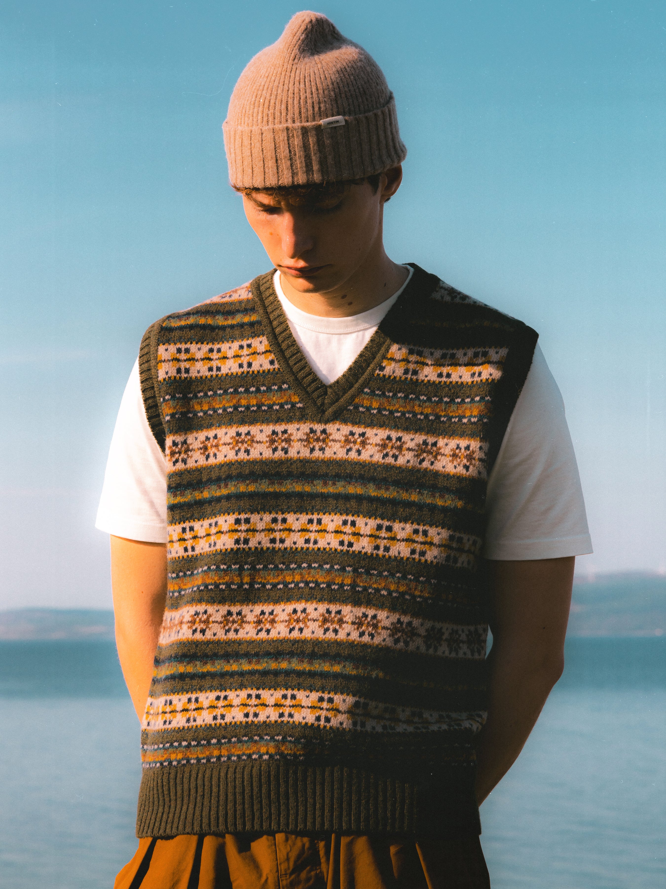 Fair Isle Vest in Green Multi Lambswool