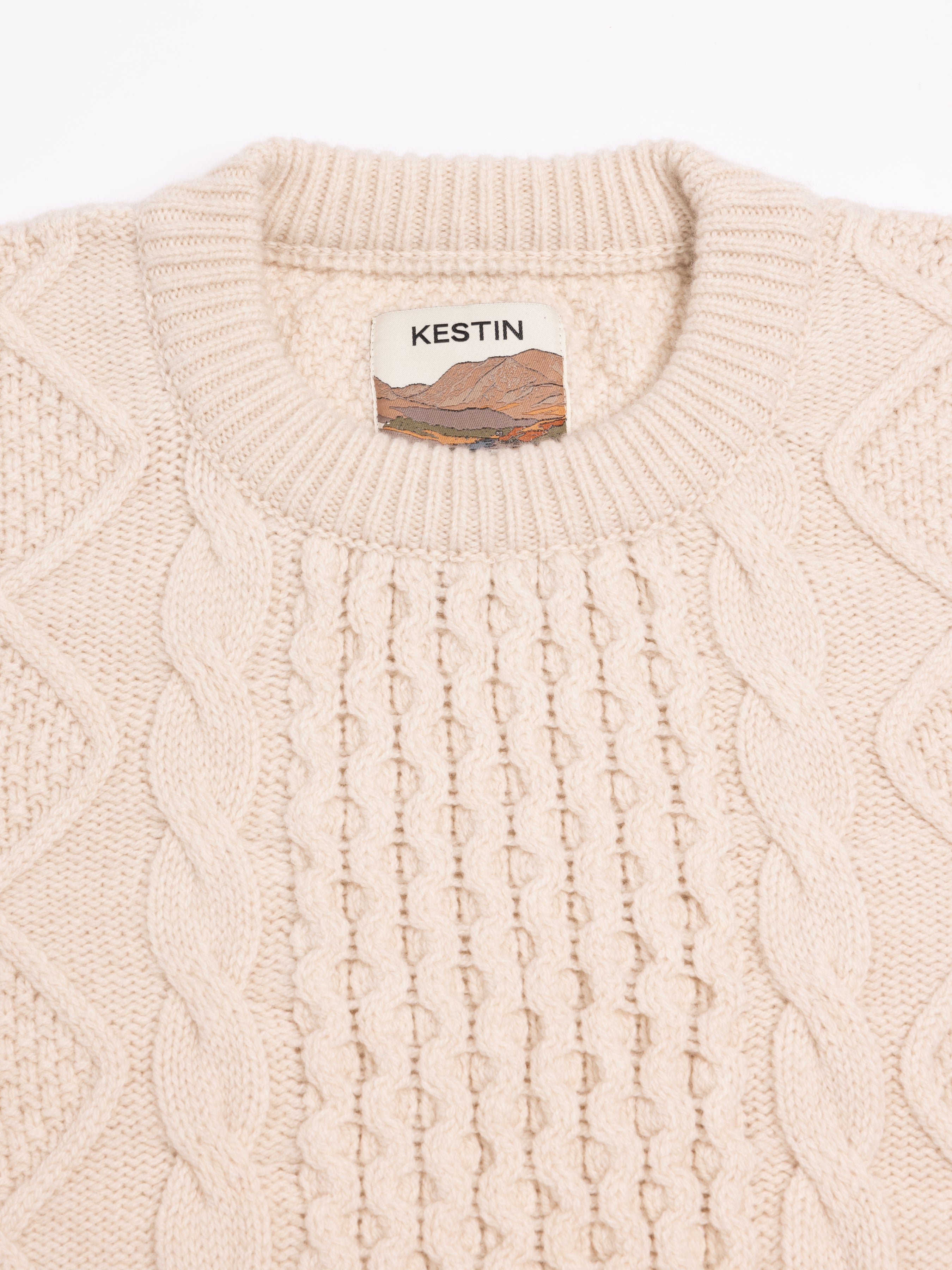 Aran Cable Knit in Cream Superfine Lambswool