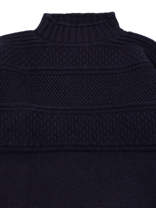 Fife Gansey Knit in Navy Merino Wool