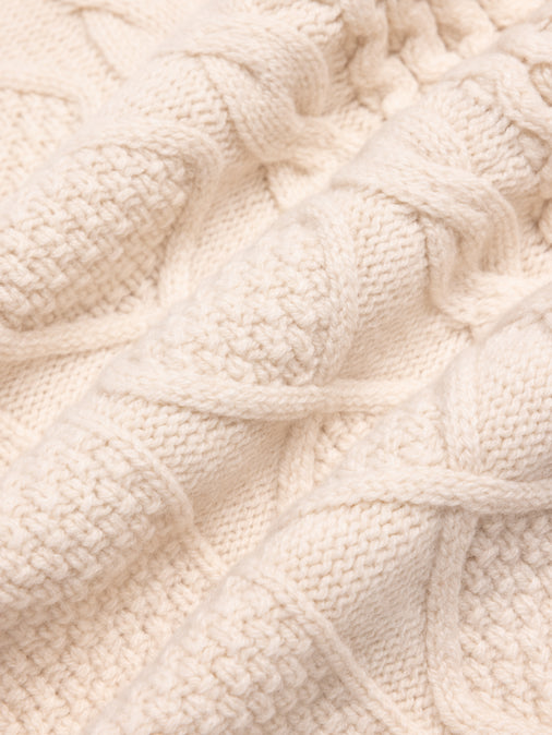 Aran Cable Knit in Cream Superfine Lambswool