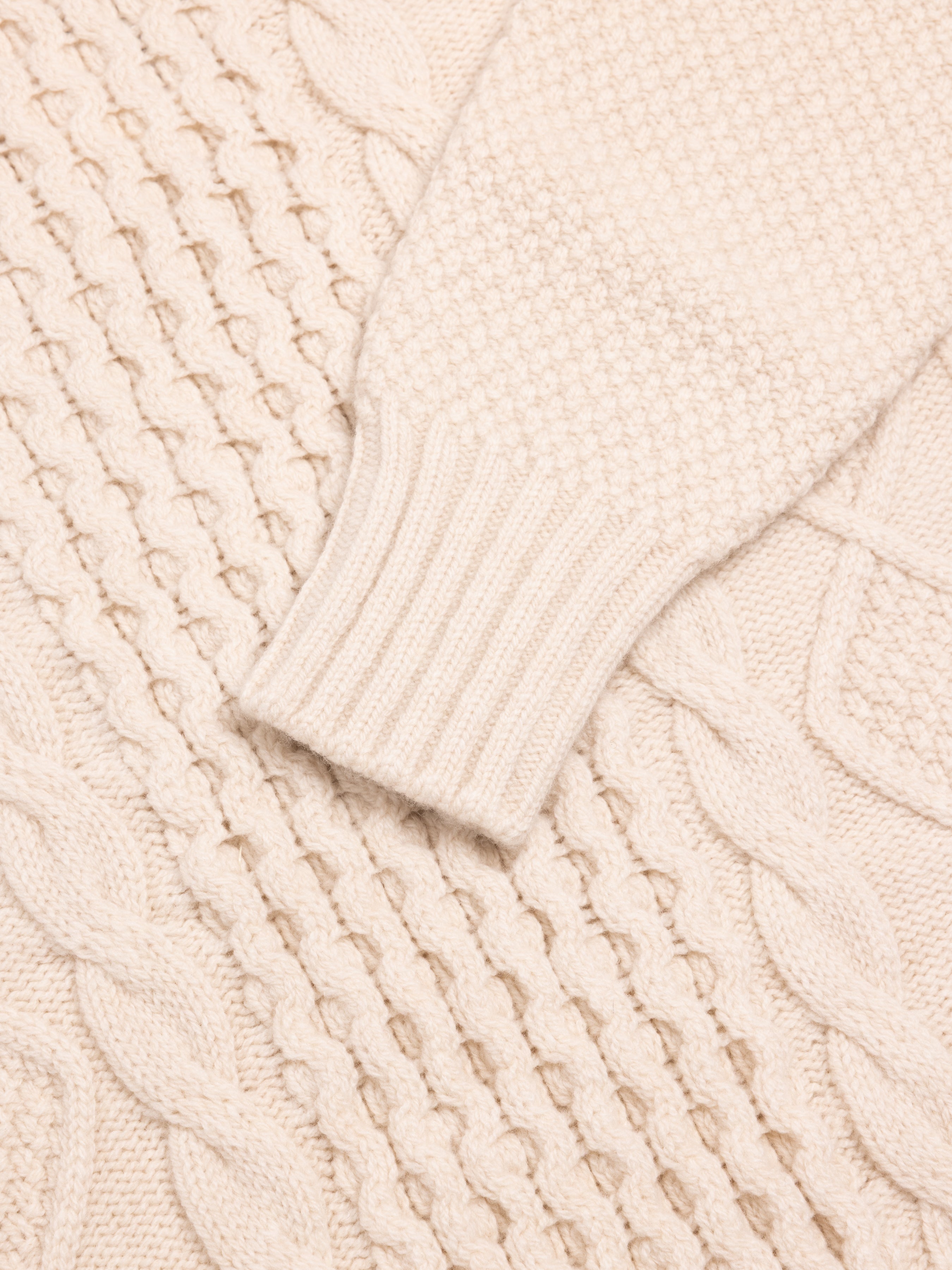 Aran Cable Knit in Cream Superfine Lambswool