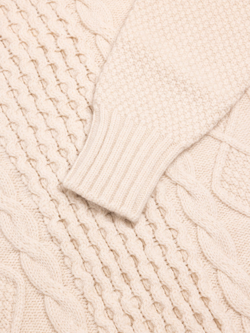 Aran Cable Knit in Cream Superfine Lambswool