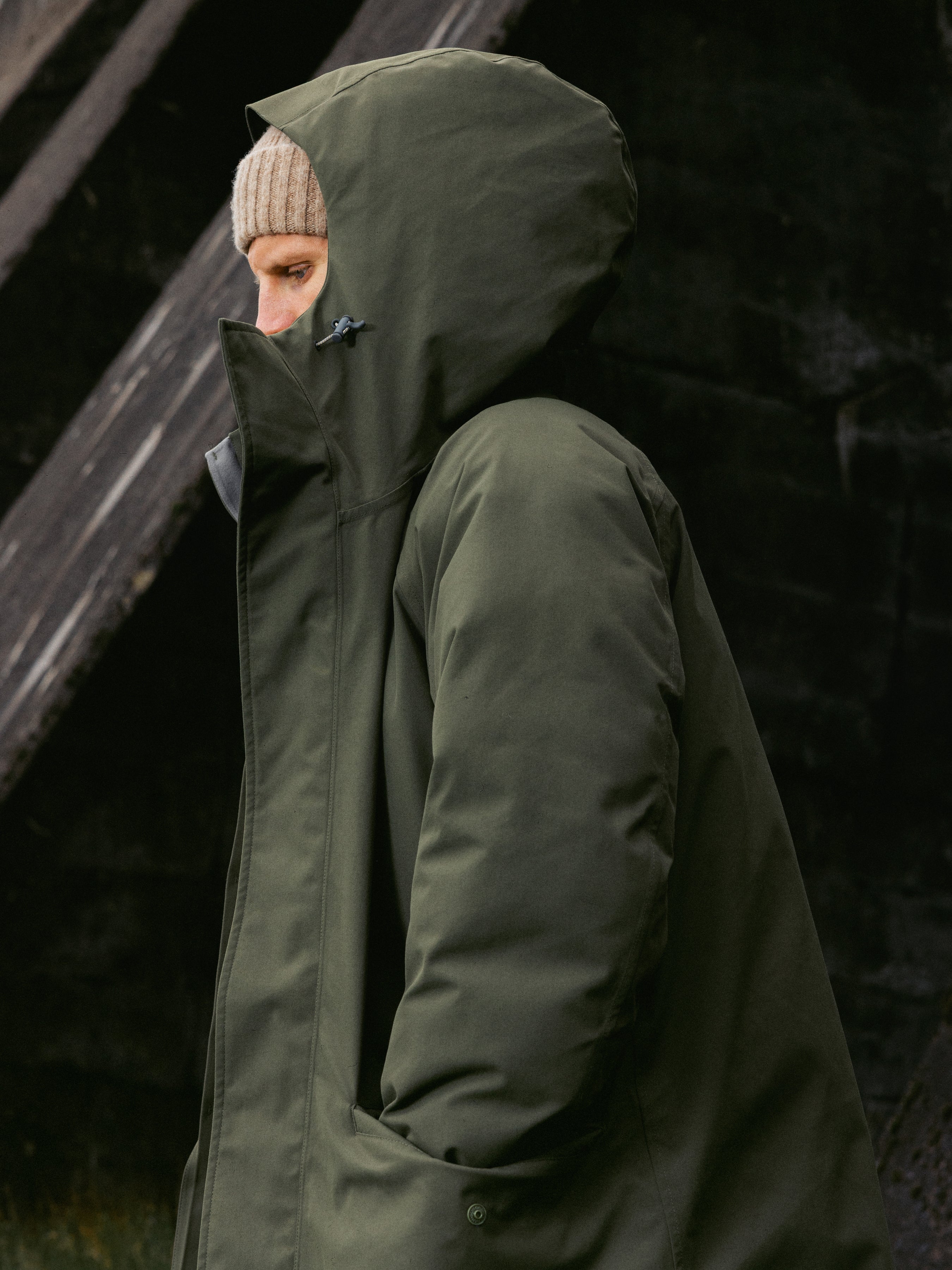 Gullane Storm Parka in Olive Recycled Nylon