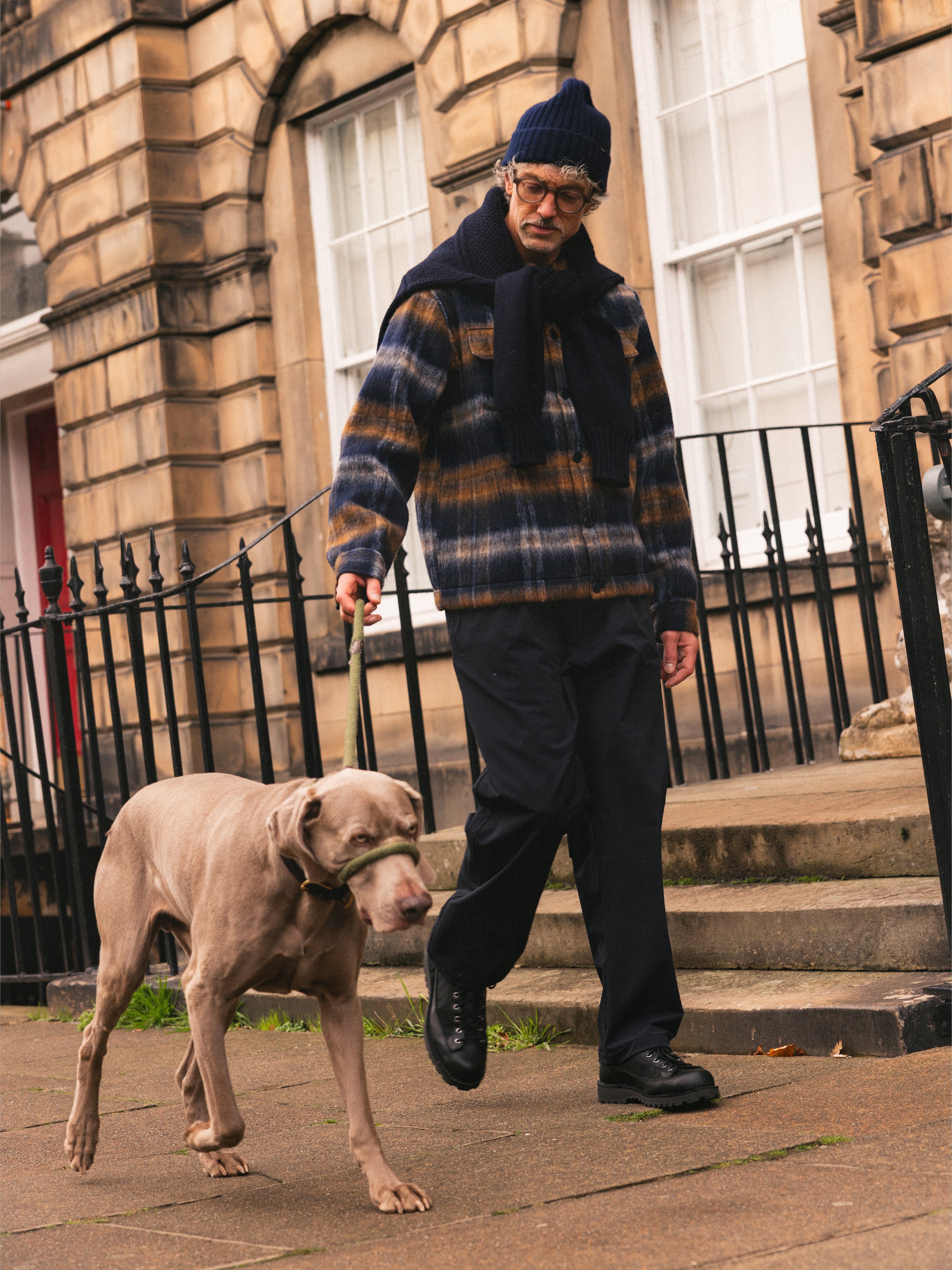 Haston Jacket in Navy Check Brushed Wool