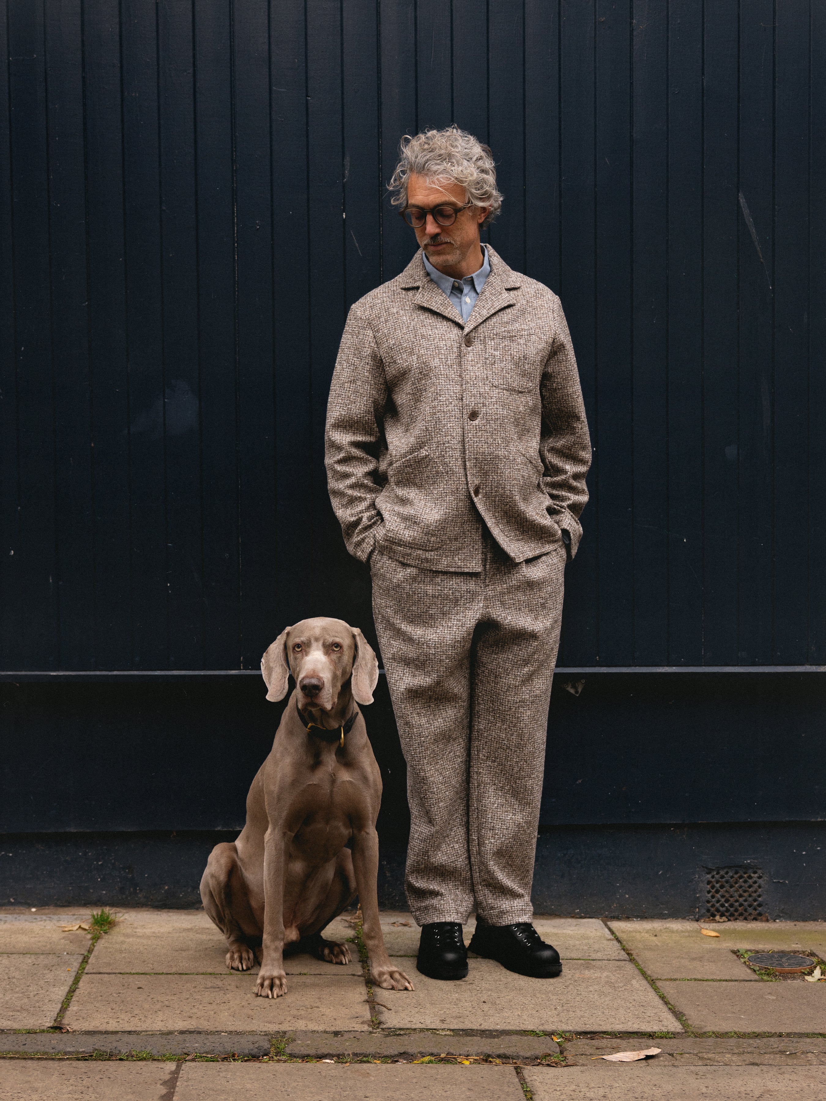 Stac Blazer in Taupe Check Bonded Wool