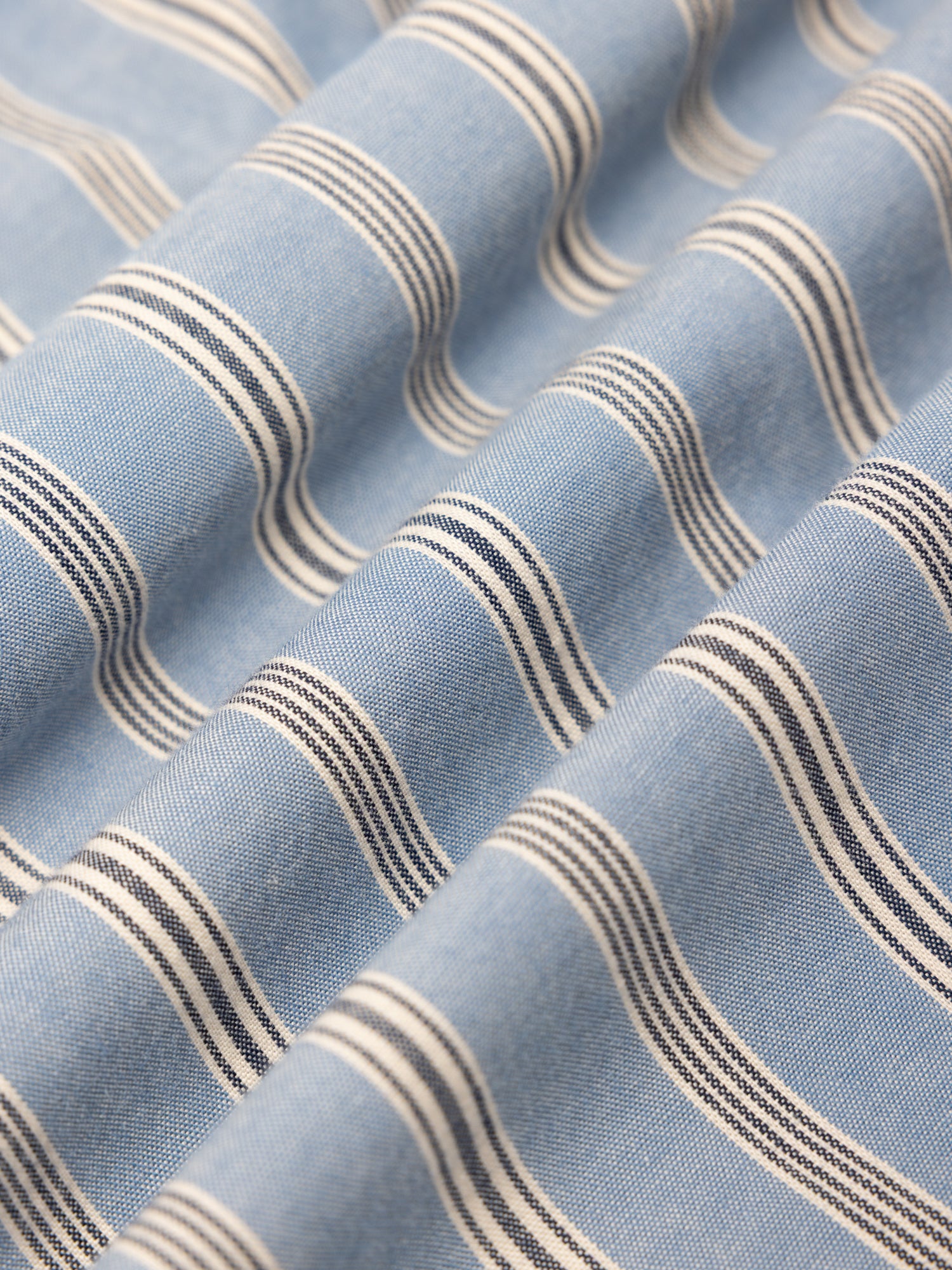 Raeburn Button Down Shirt in Blue Wide Stripe Cotton