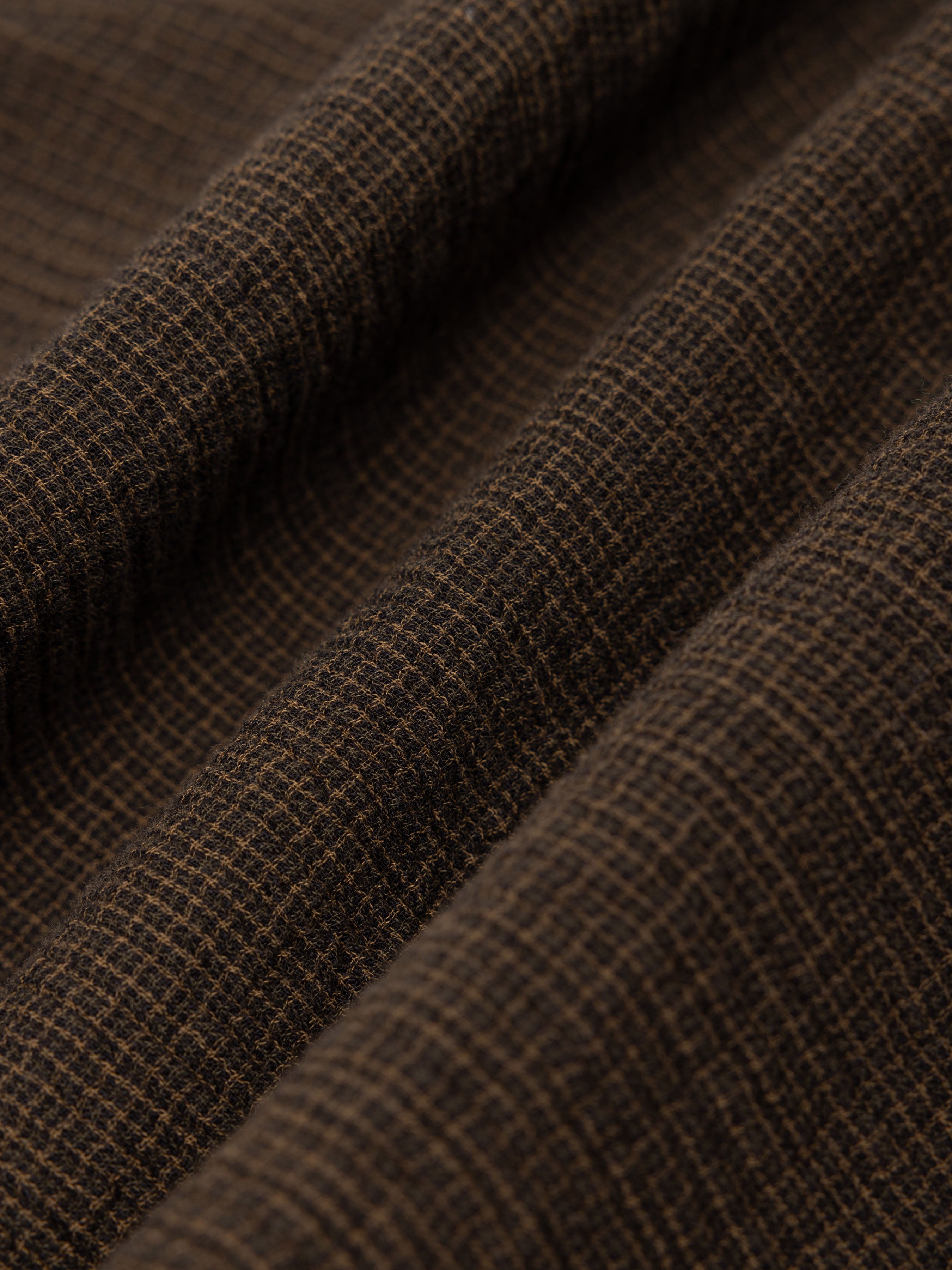 Dirleton Shirt in Olive Check Crinkle Cotton