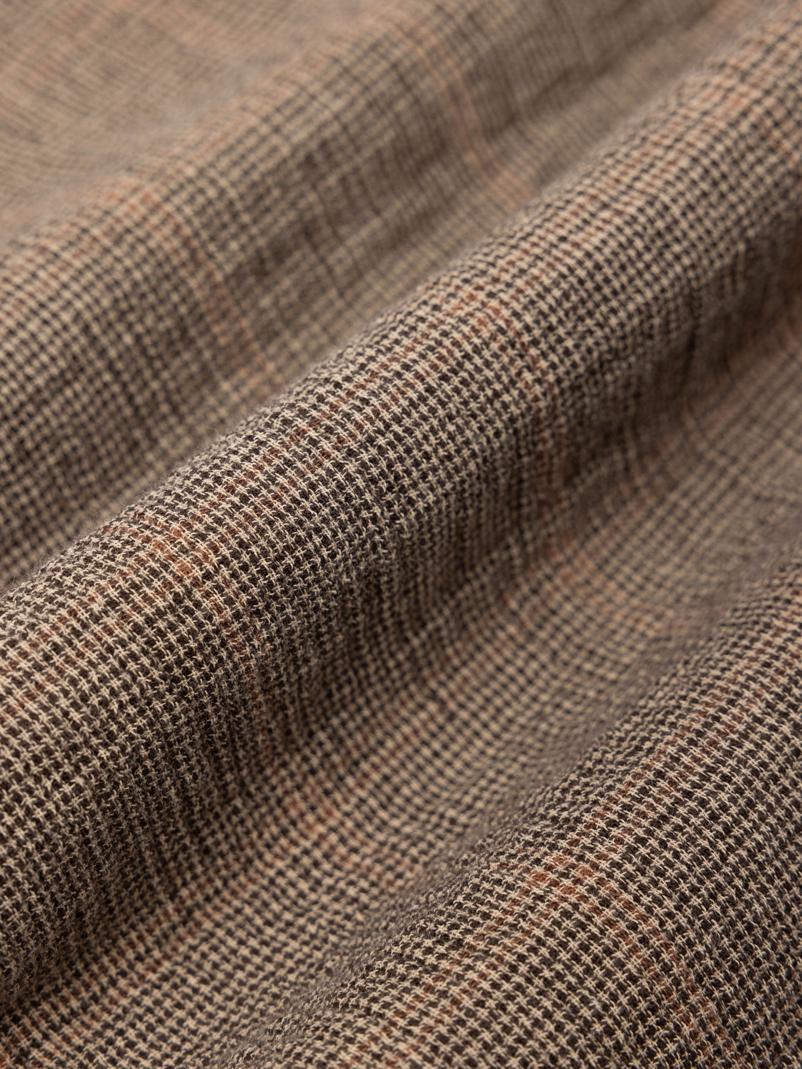 Dirleton Shirt in Khaki Check Crinkle Cotton