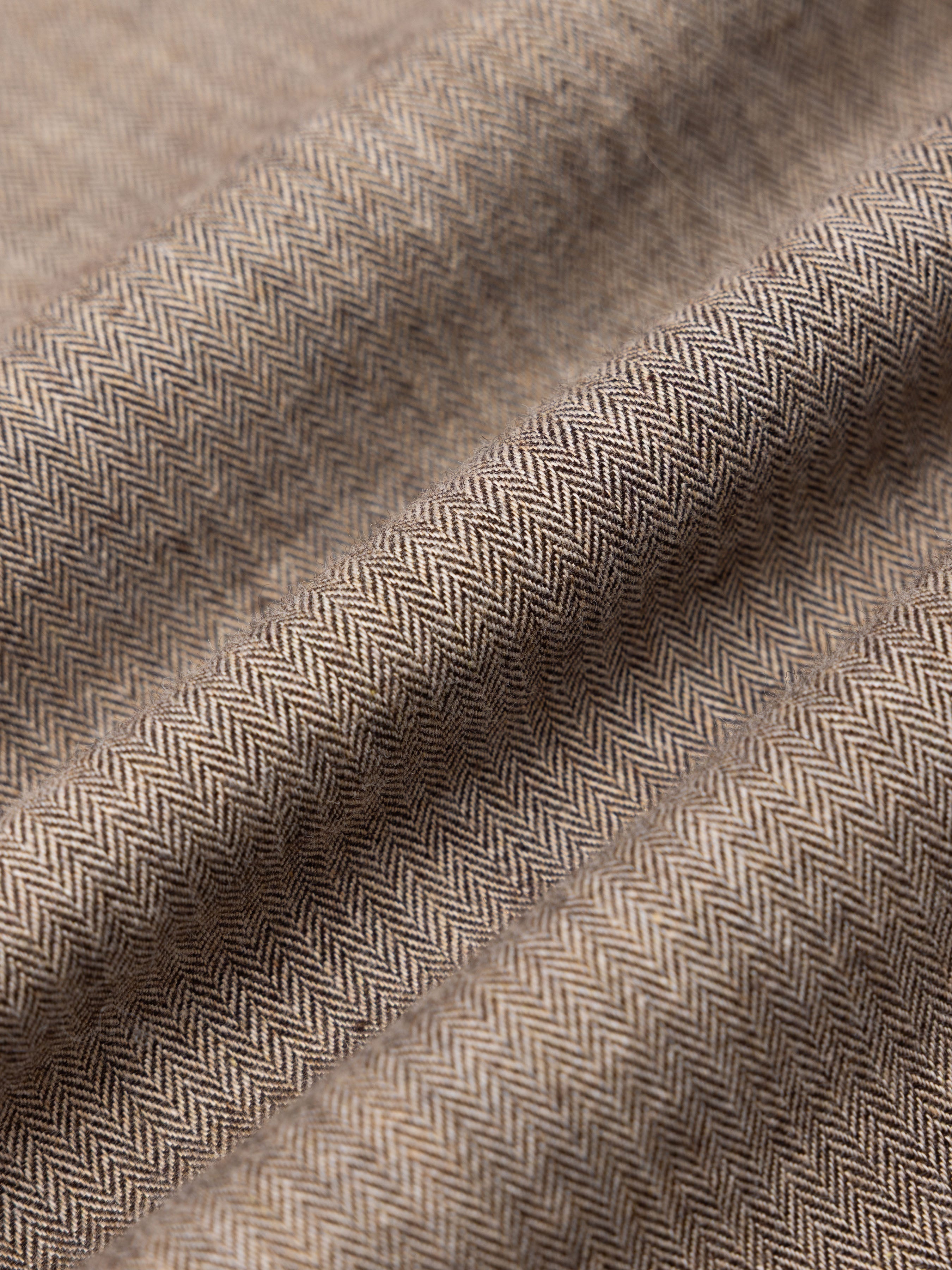 Dirleton Shirt in Brown Herringbone Cotton