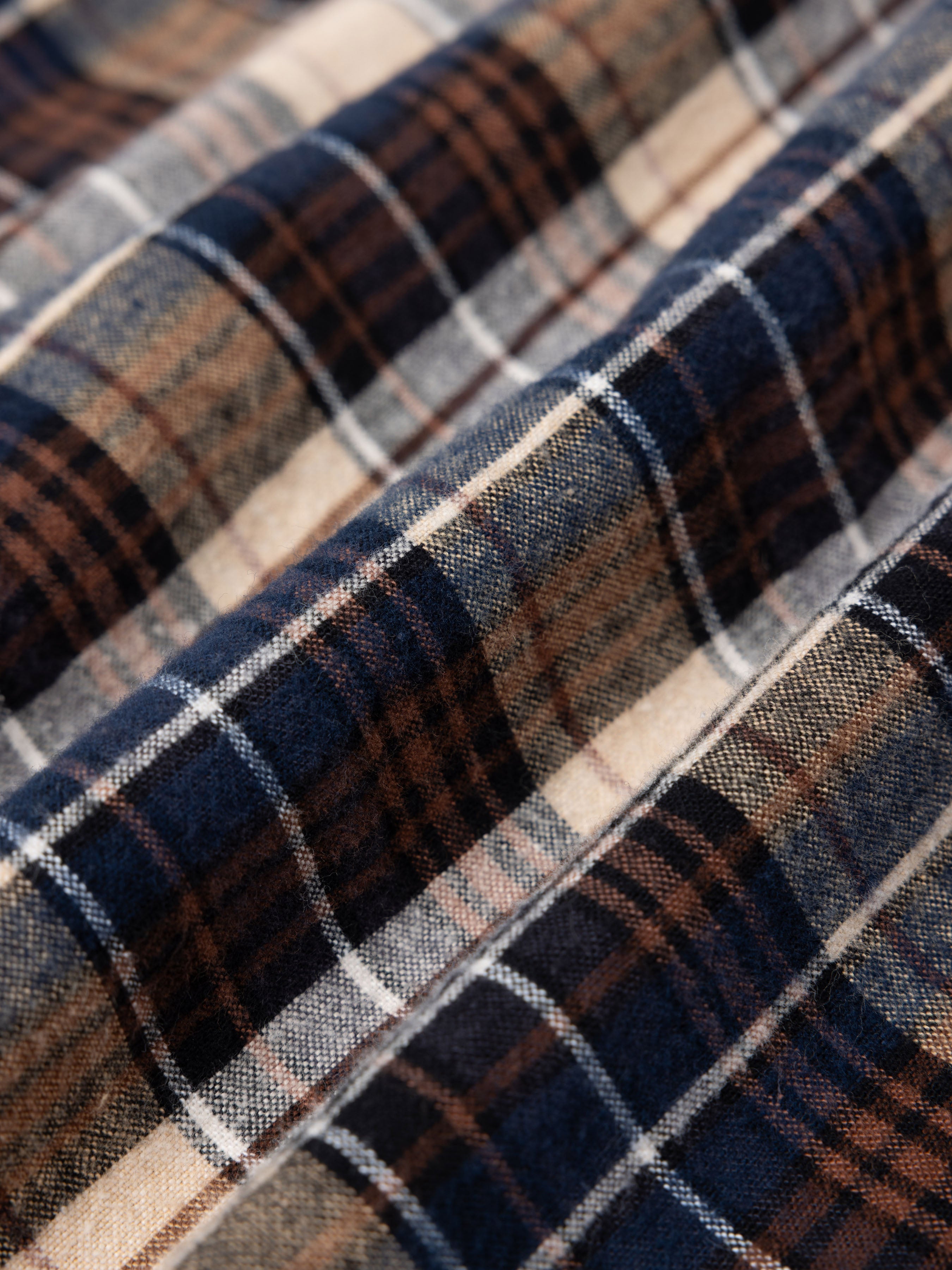 Dirleton Shirt in Navy Check Heavy Flannel Cotton