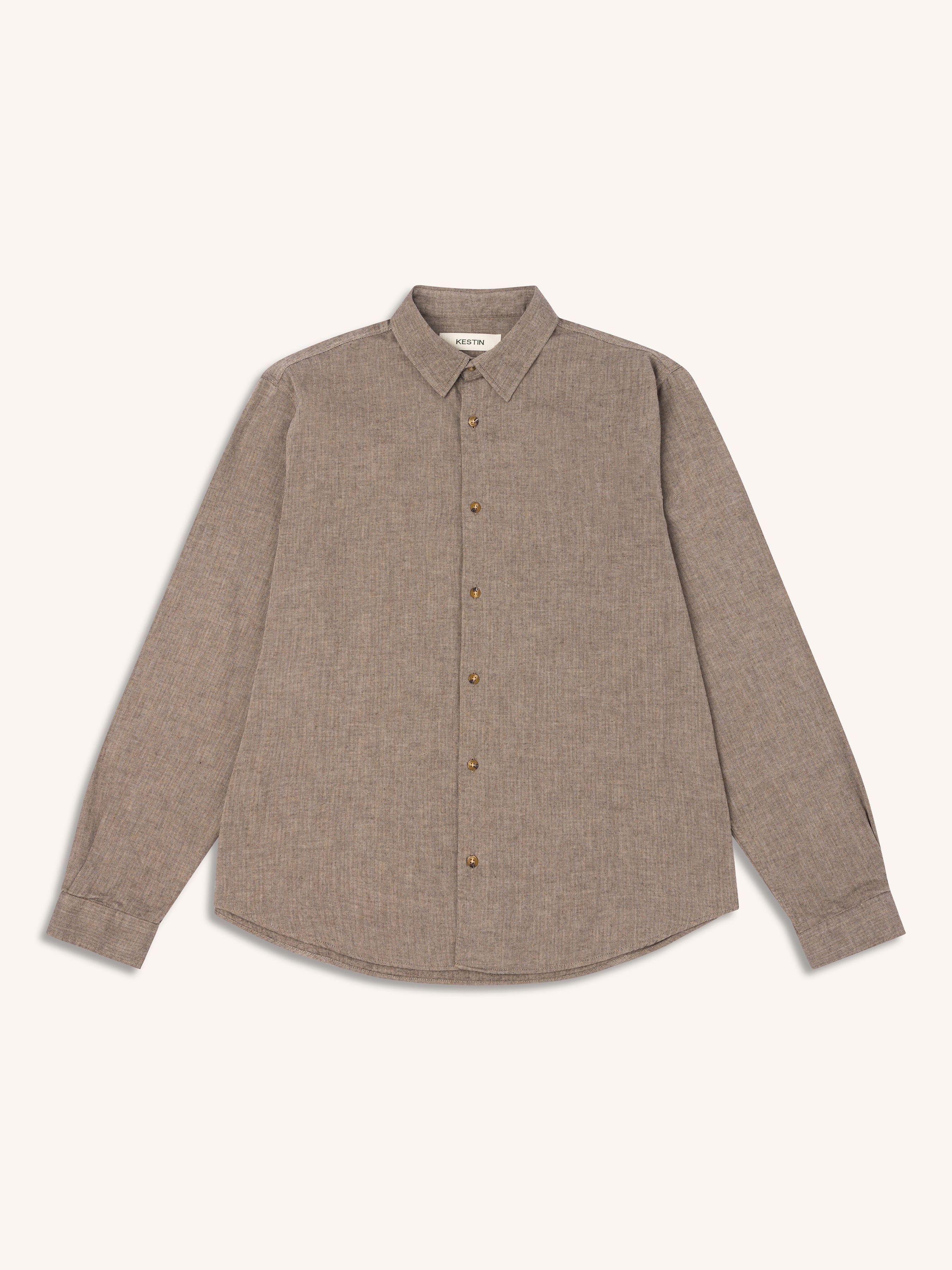 Dirleton Shirt in Brown Herringbone Cotton