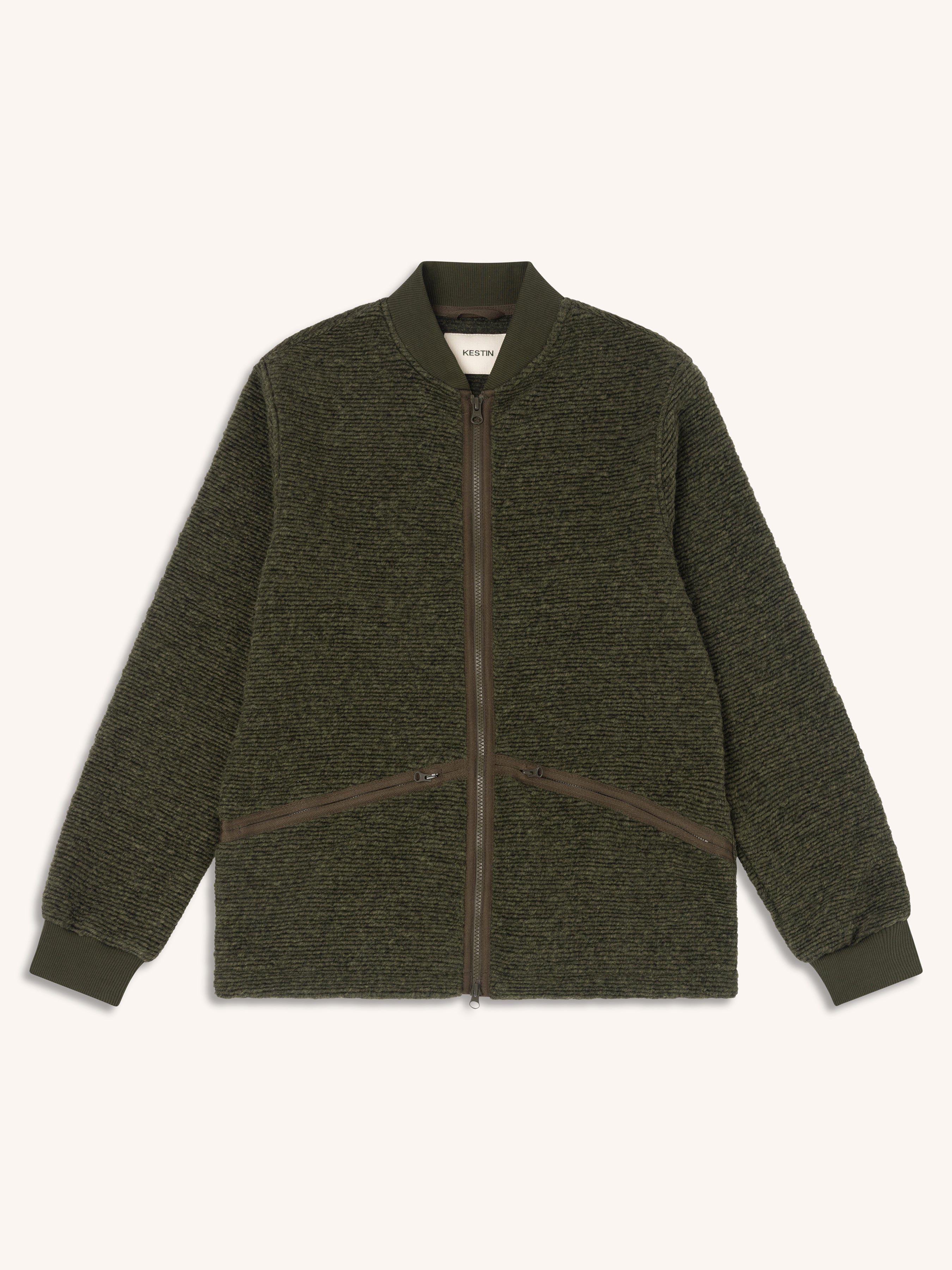 Dreghorn Jacket in Olive Ribbed Fleece